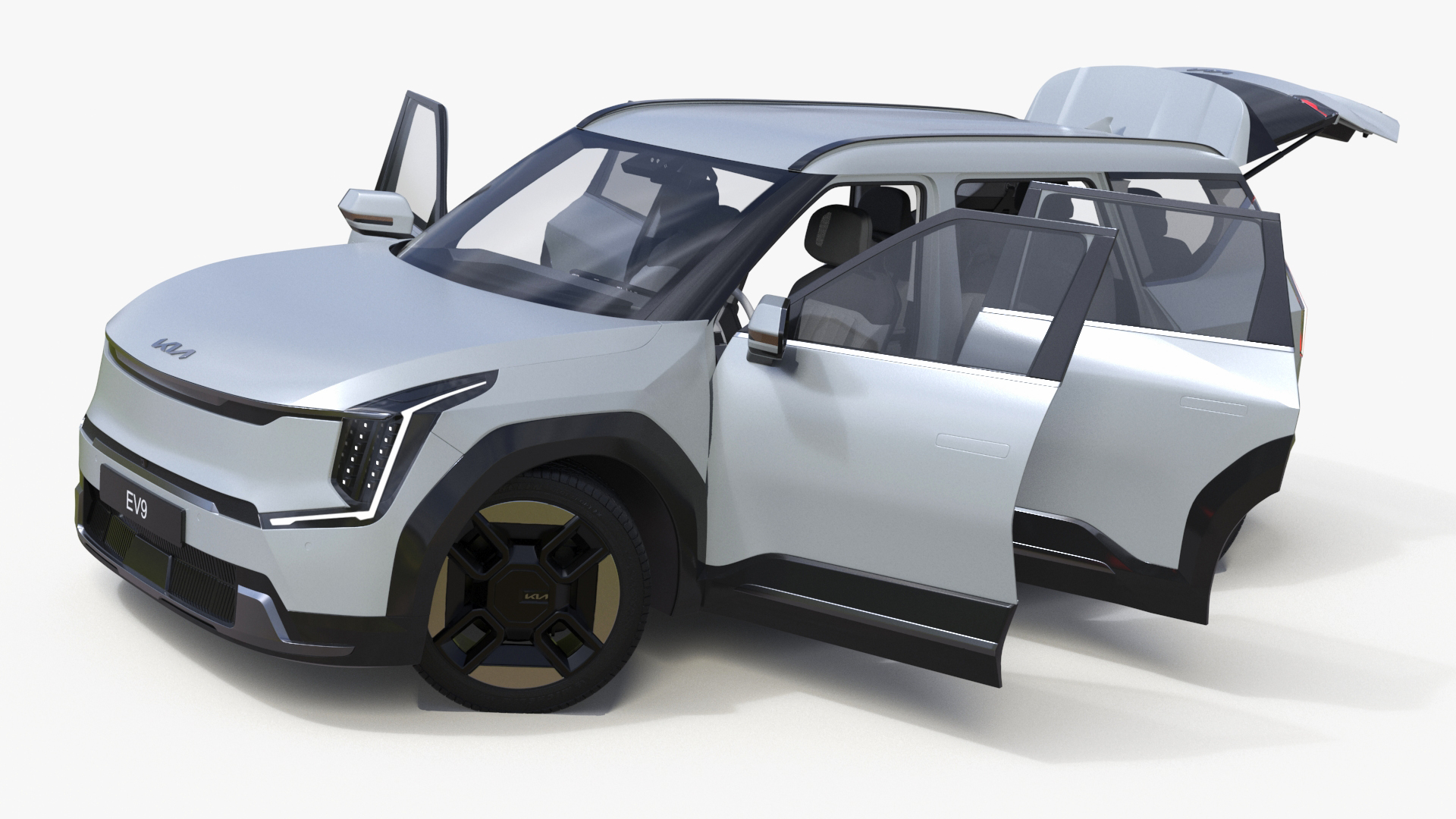 KIA EV9 Electric SUV Silver Rigged 3D model