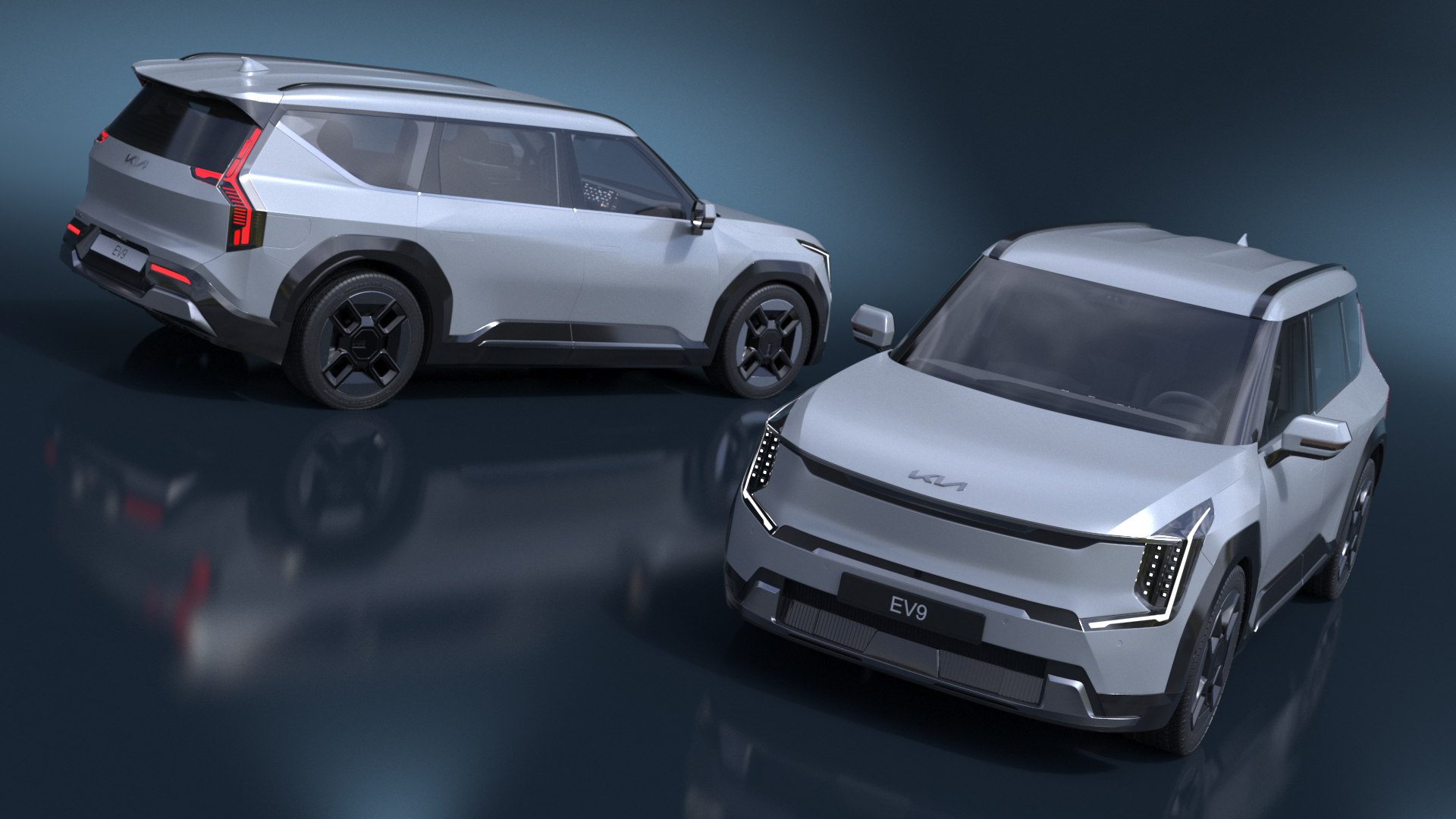 KIA EV9 Electric SUV Silver Rigged 3D model