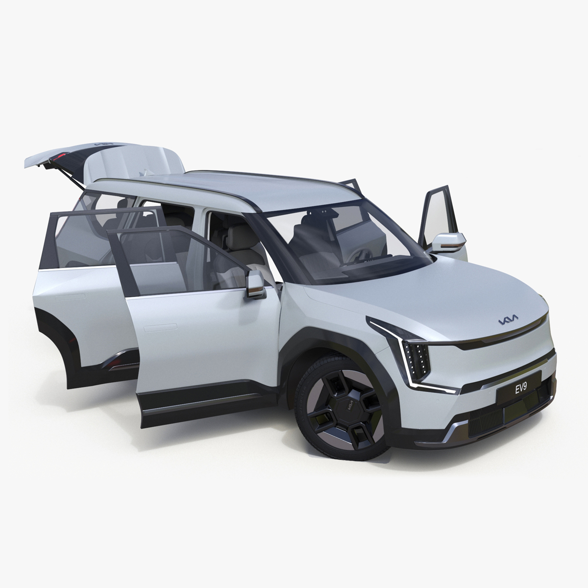 KIA EV9 Electric SUV Silver Rigged 3D model