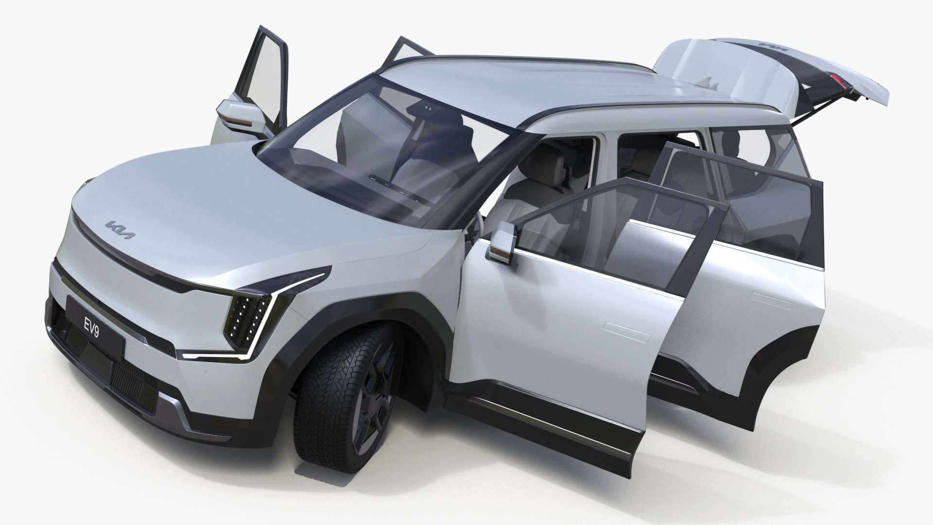 KIA EV9 Electric SUV Silver Rigged 3D model