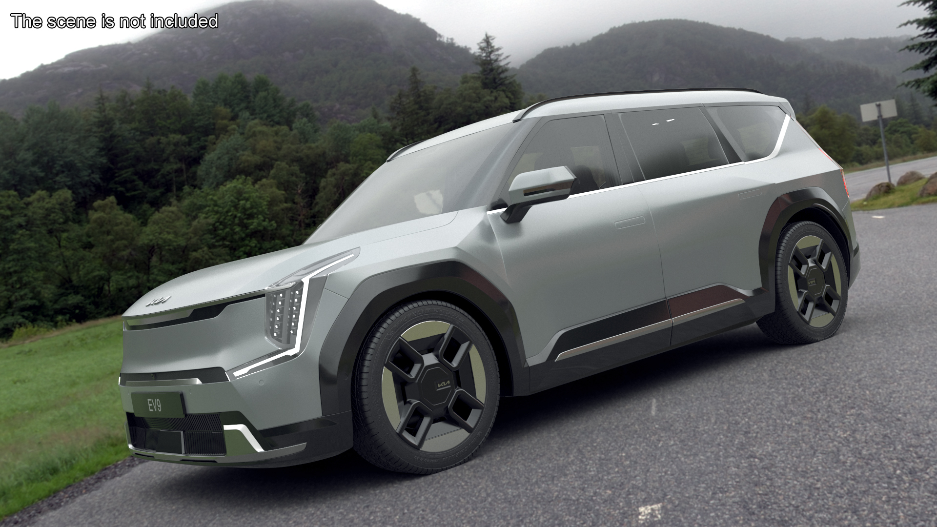 KIA EV9 Electric SUV Silver Rigged 3D model