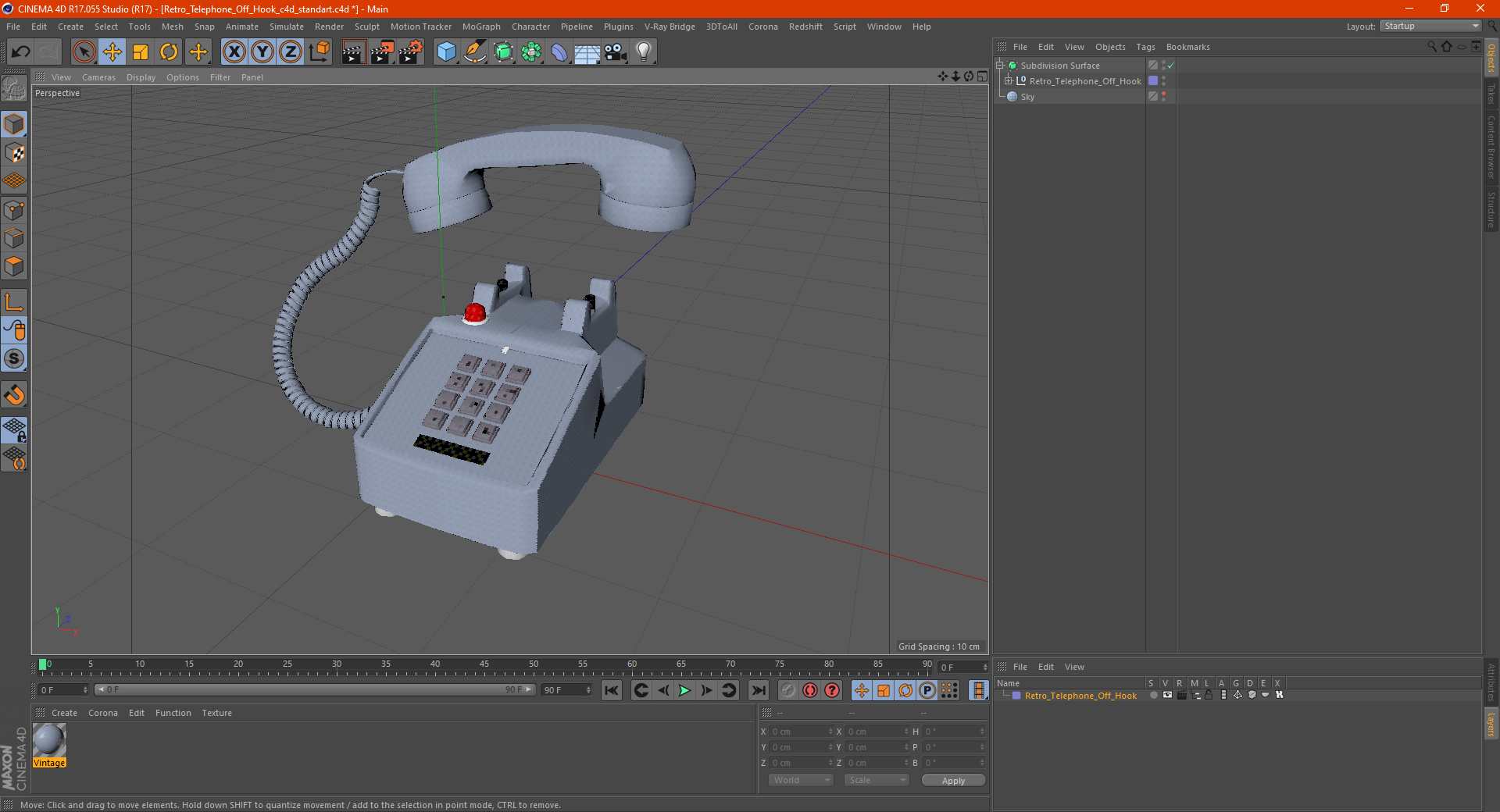 Retro Telephone Off Hook 3D model