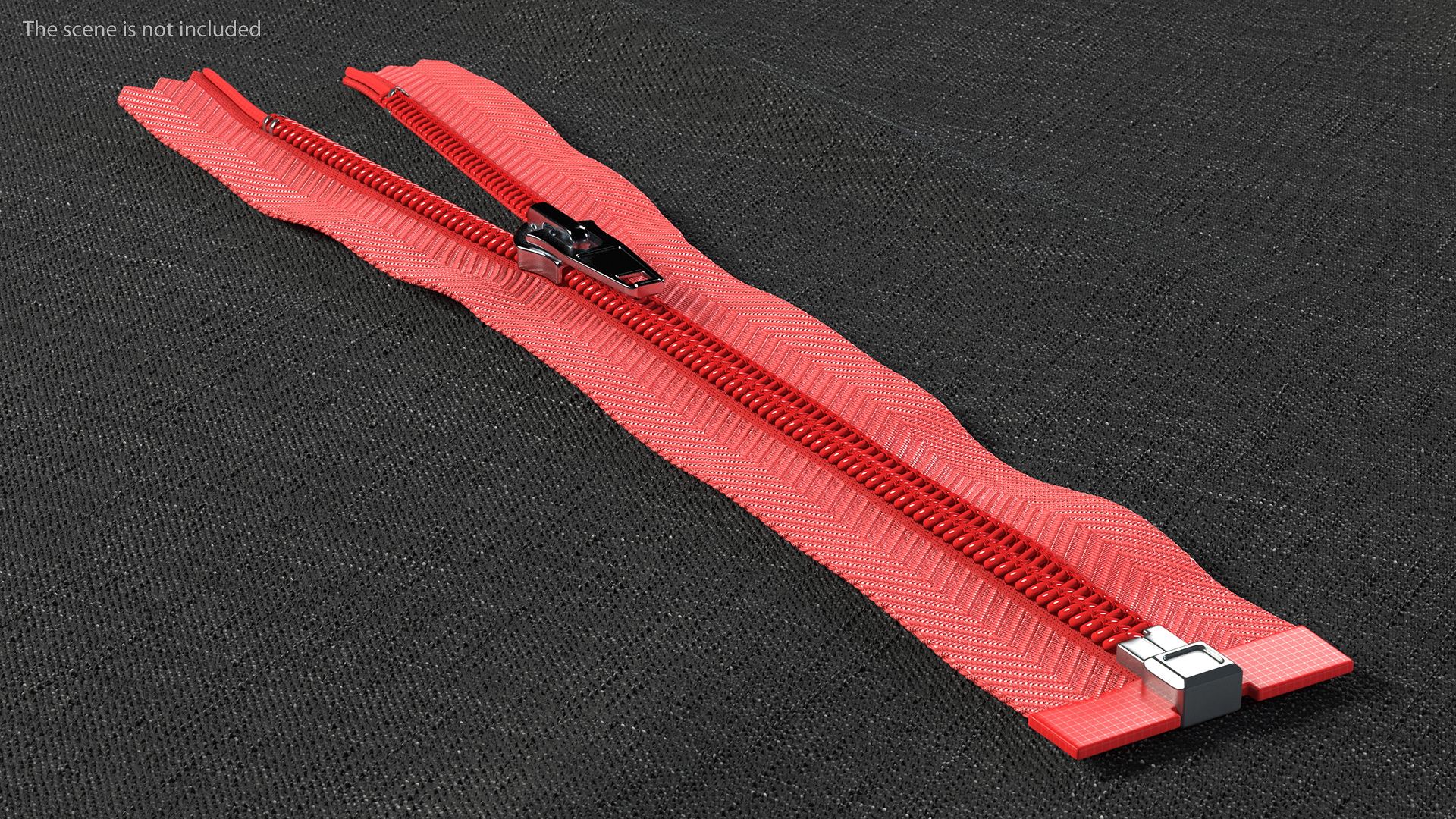 Nylon Coil Separating Zipper with Slider Red 3D model