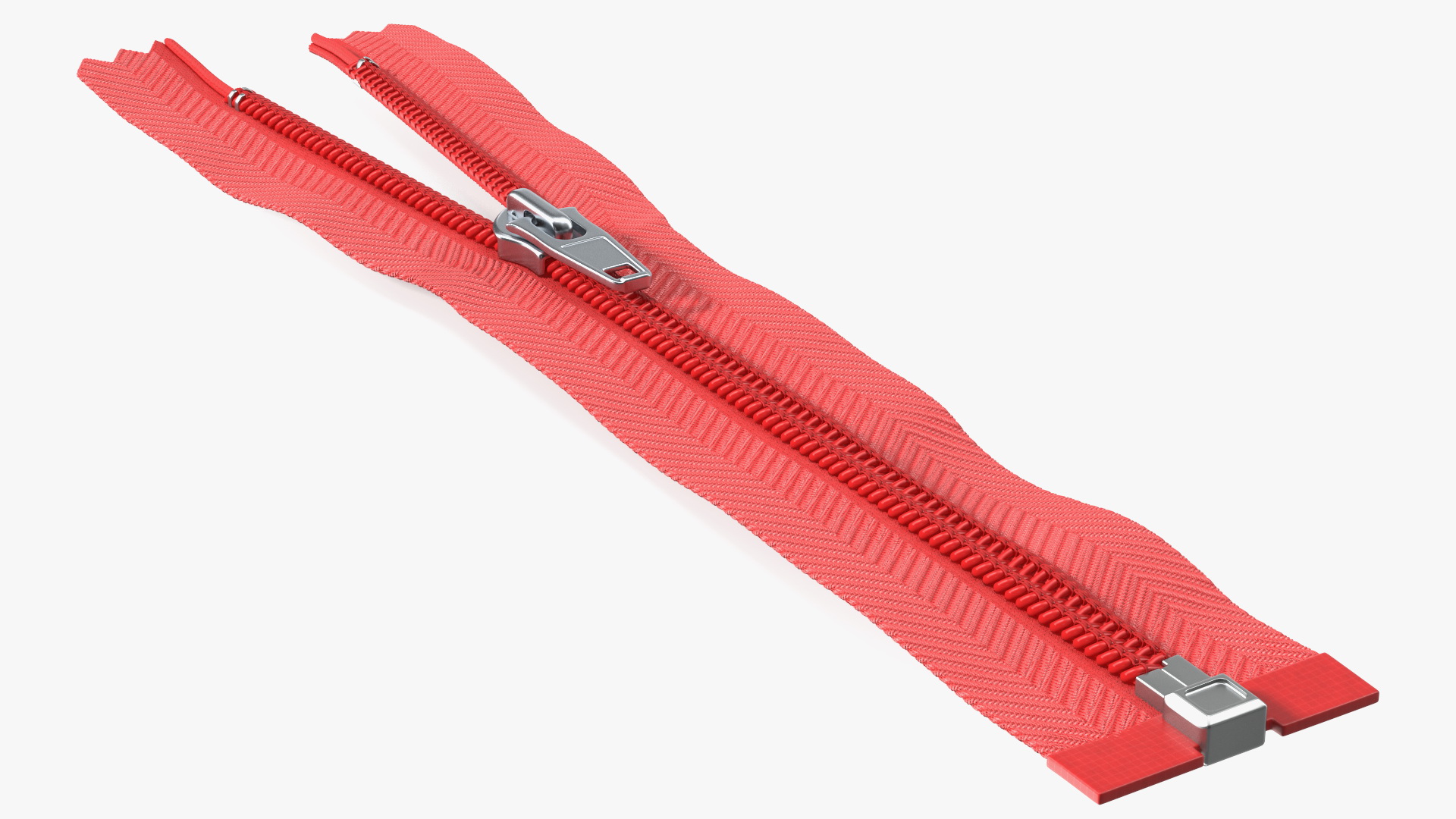 Nylon Coil Separating Zipper with Slider Red 3D model