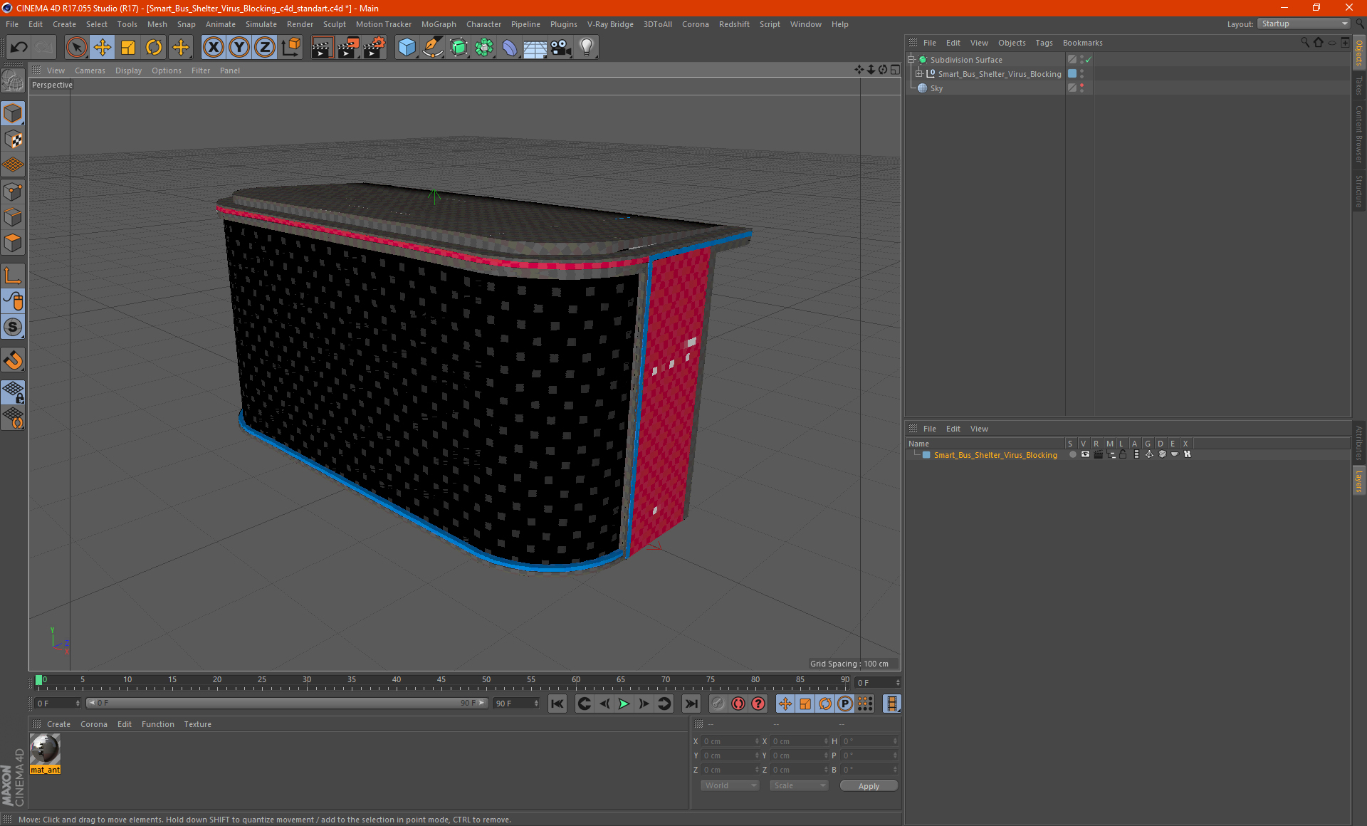 Smart Bus Shelter Virus Blocking 3D