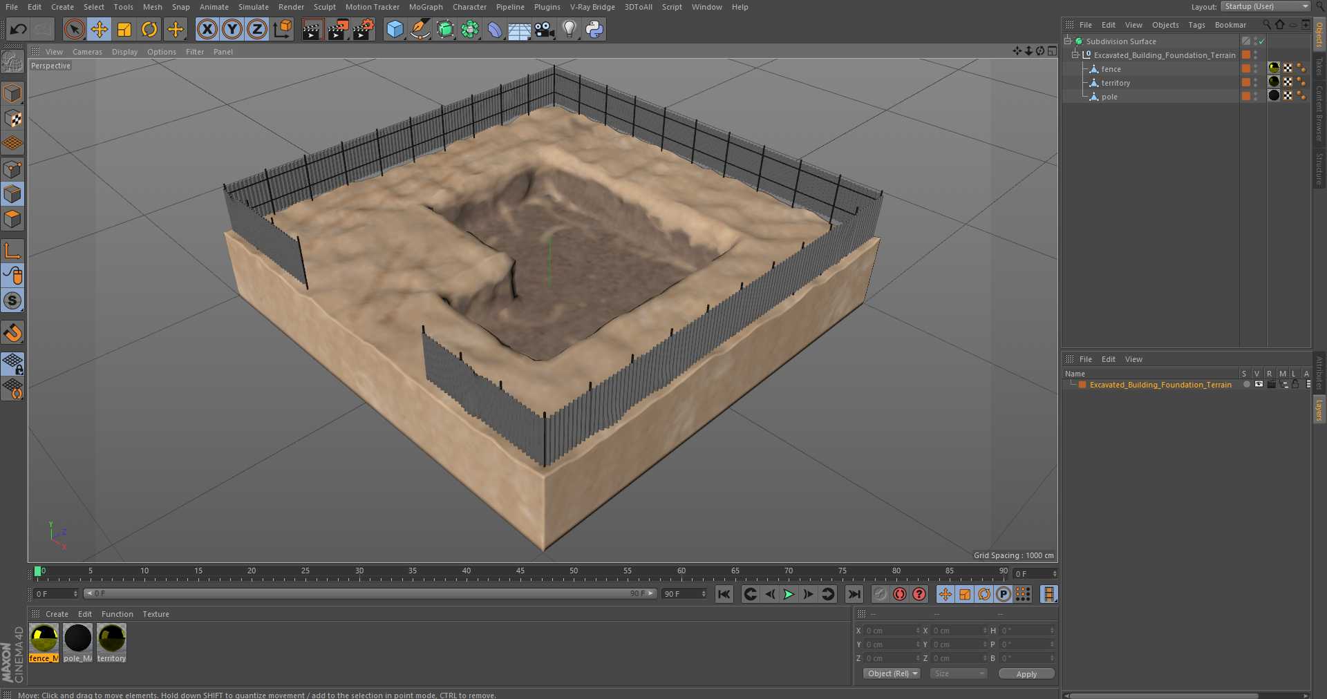 Excavated Building Foundation Terrain 3D