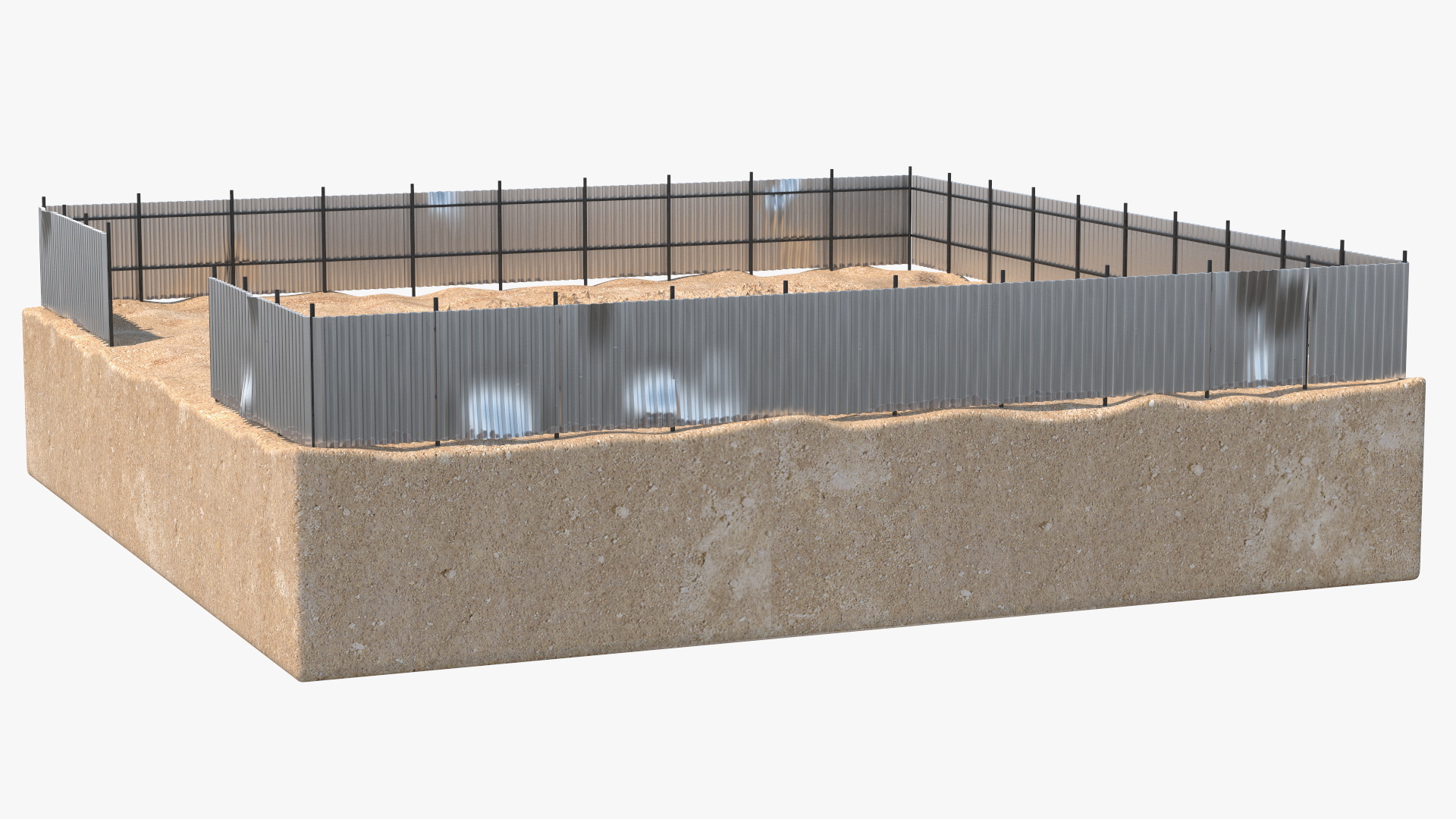 Excavated Building Foundation Terrain 3D