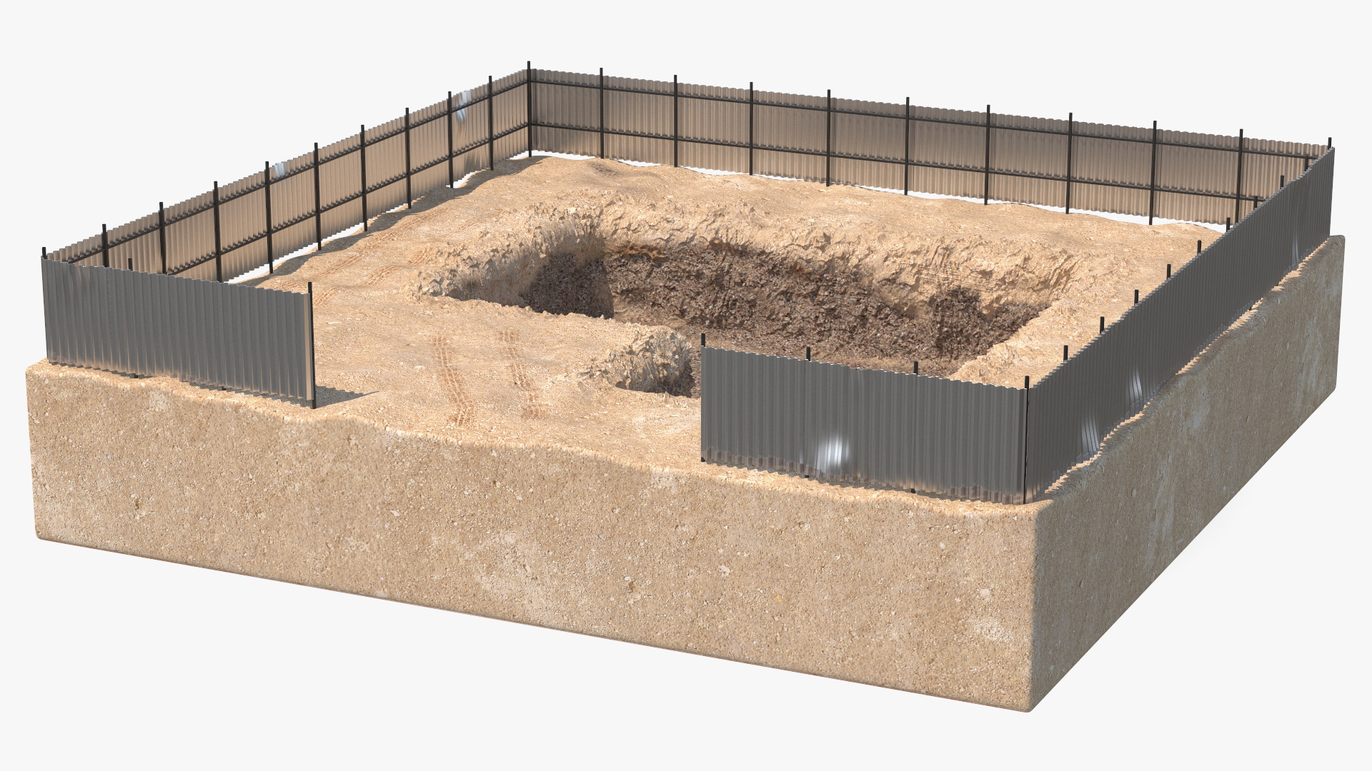 Excavated Building Foundation Terrain 3D