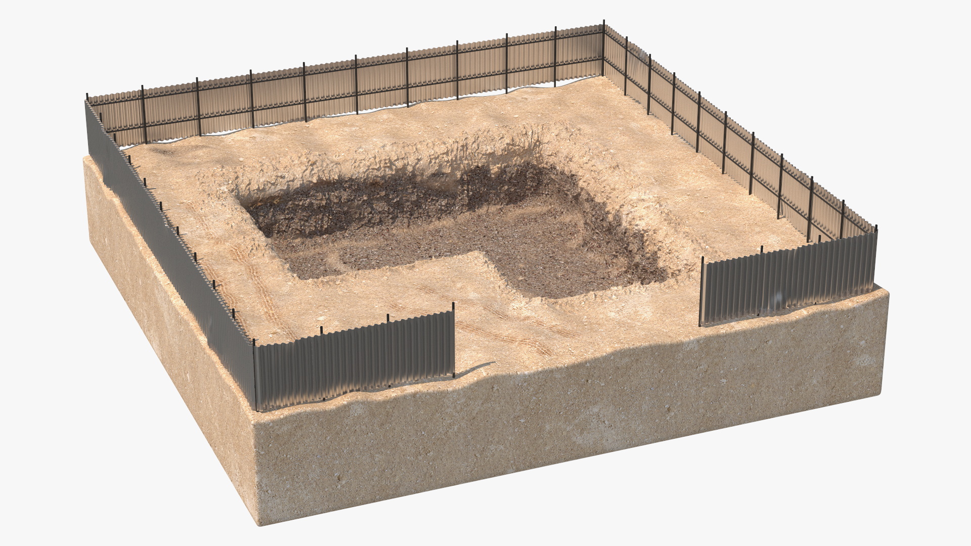 Excavated Building Foundation Terrain 3D