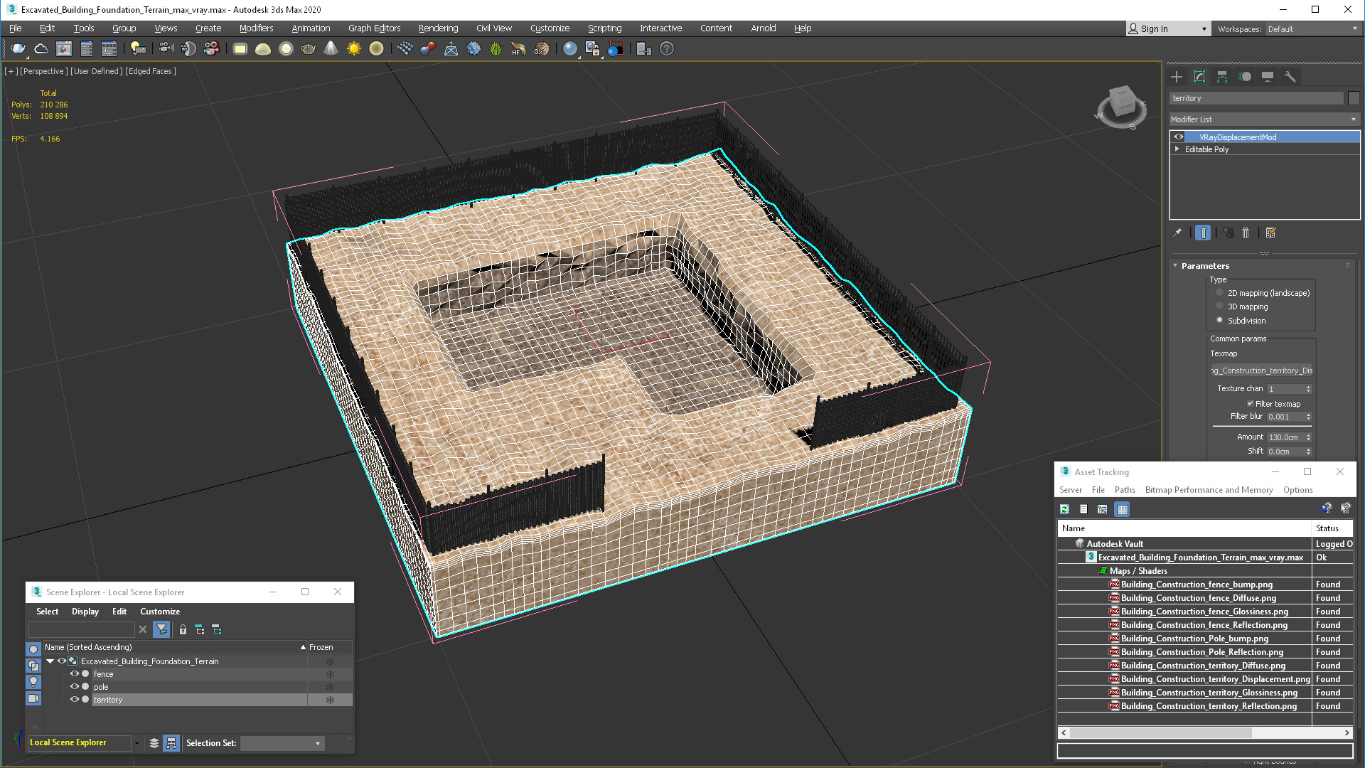 Excavated Building Foundation Terrain 3D