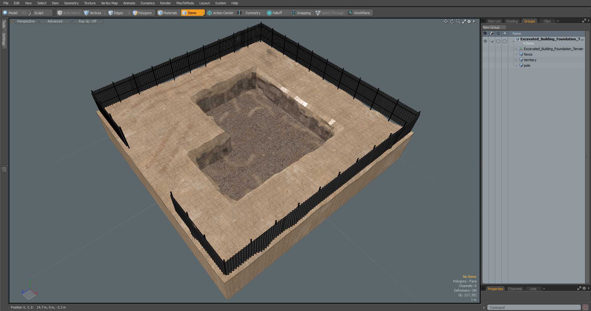 Excavated Building Foundation Terrain 3D