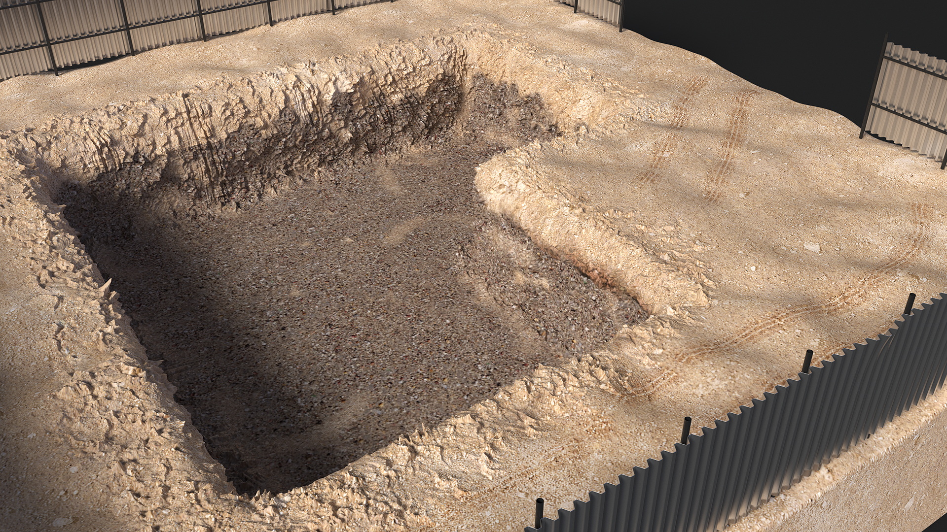 Excavated Building Foundation Terrain 3D