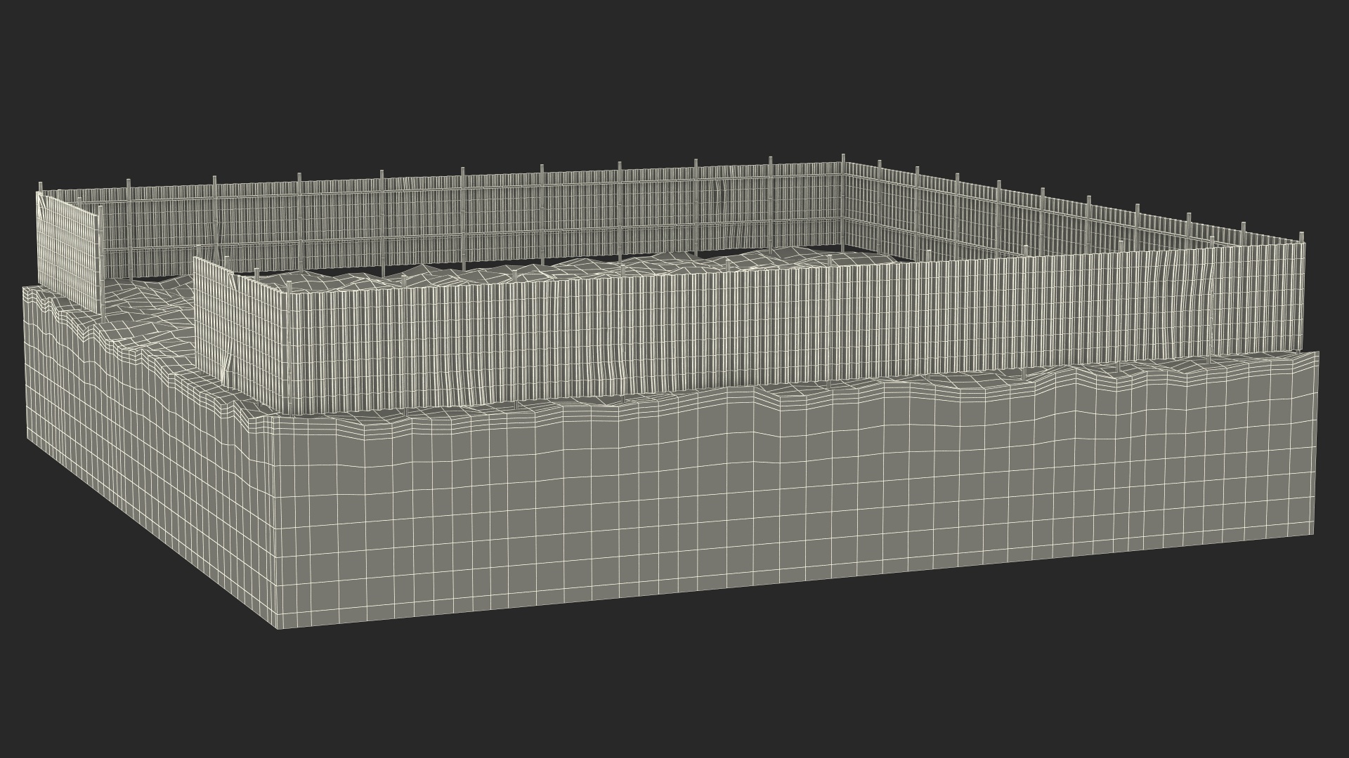 Excavated Building Foundation Terrain 3D