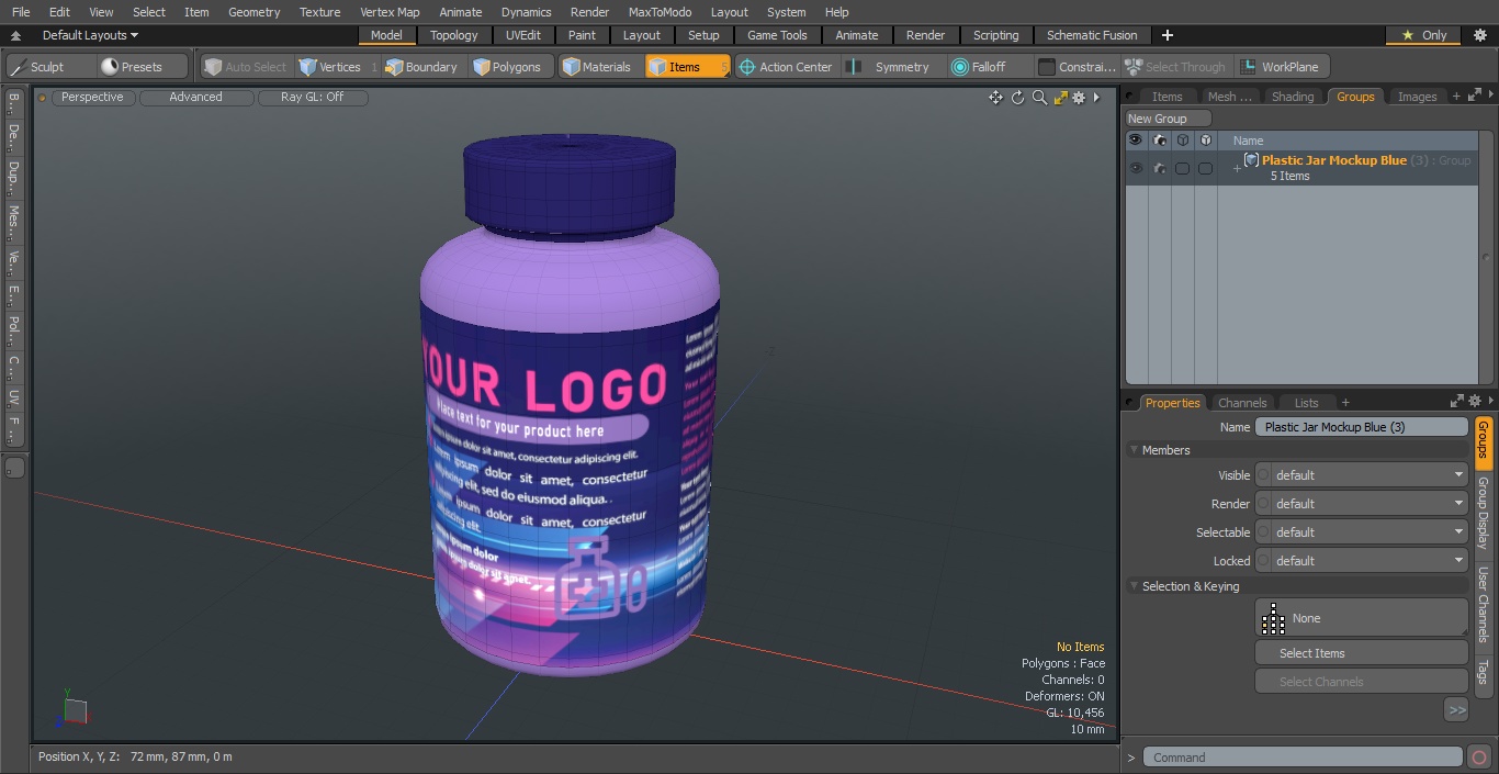 3D Plastic Jar Mockup Blue model