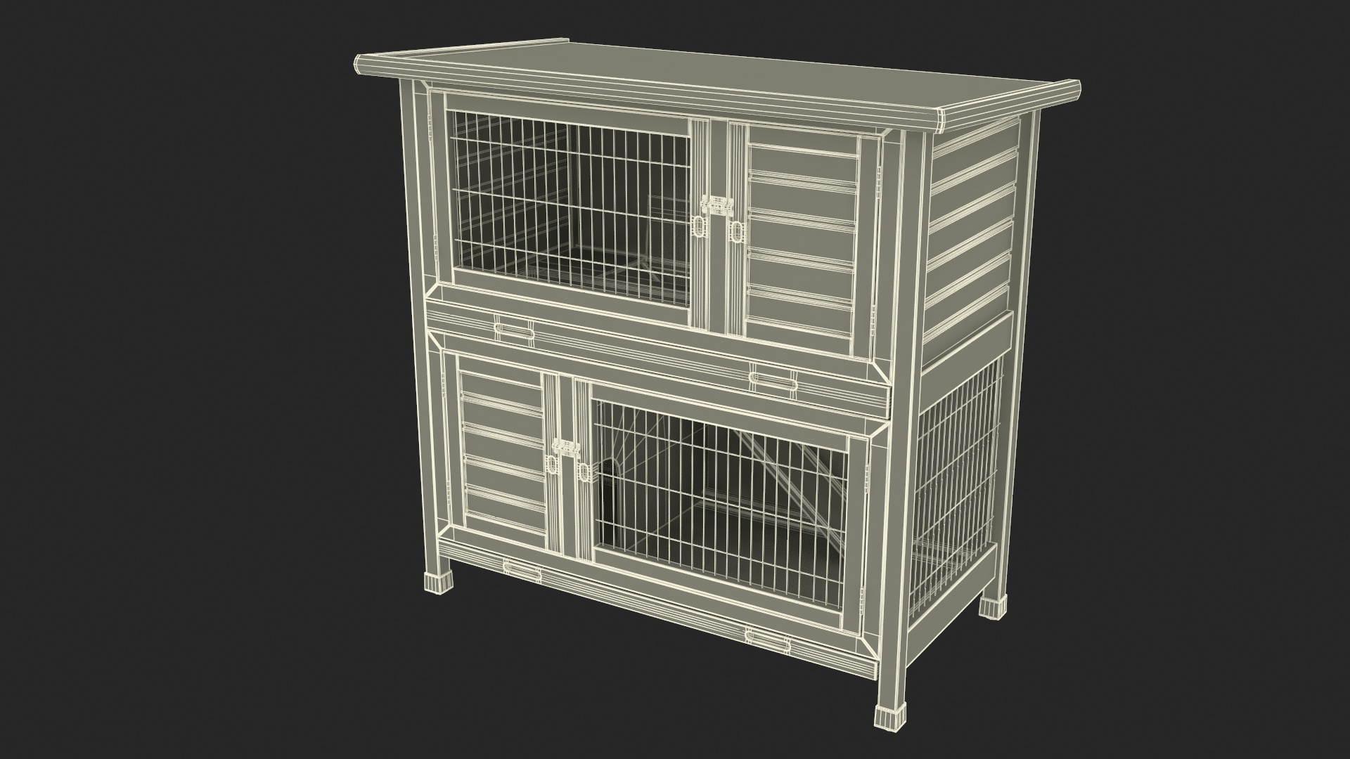 Wooden Rabbit Hutch 3D model