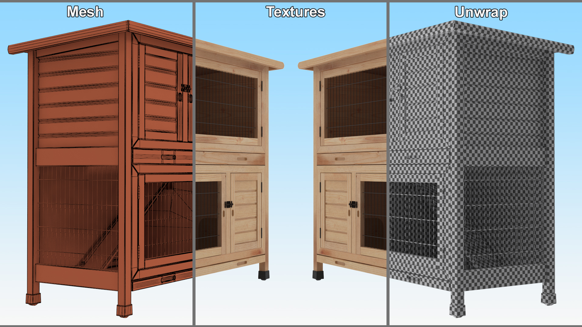 Wooden Rabbit Hutch 3D model