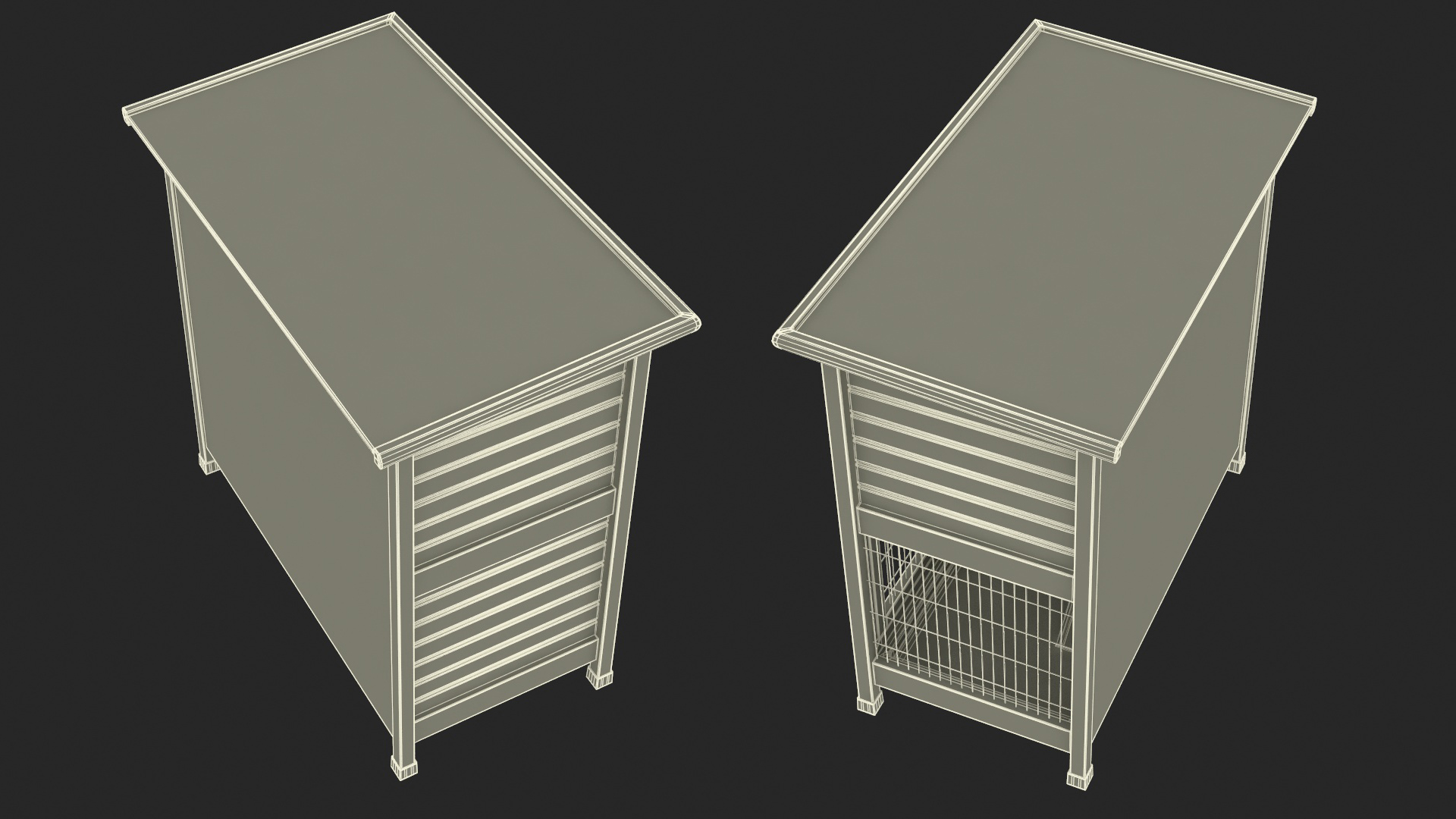 Wooden Rabbit Hutch 3D model