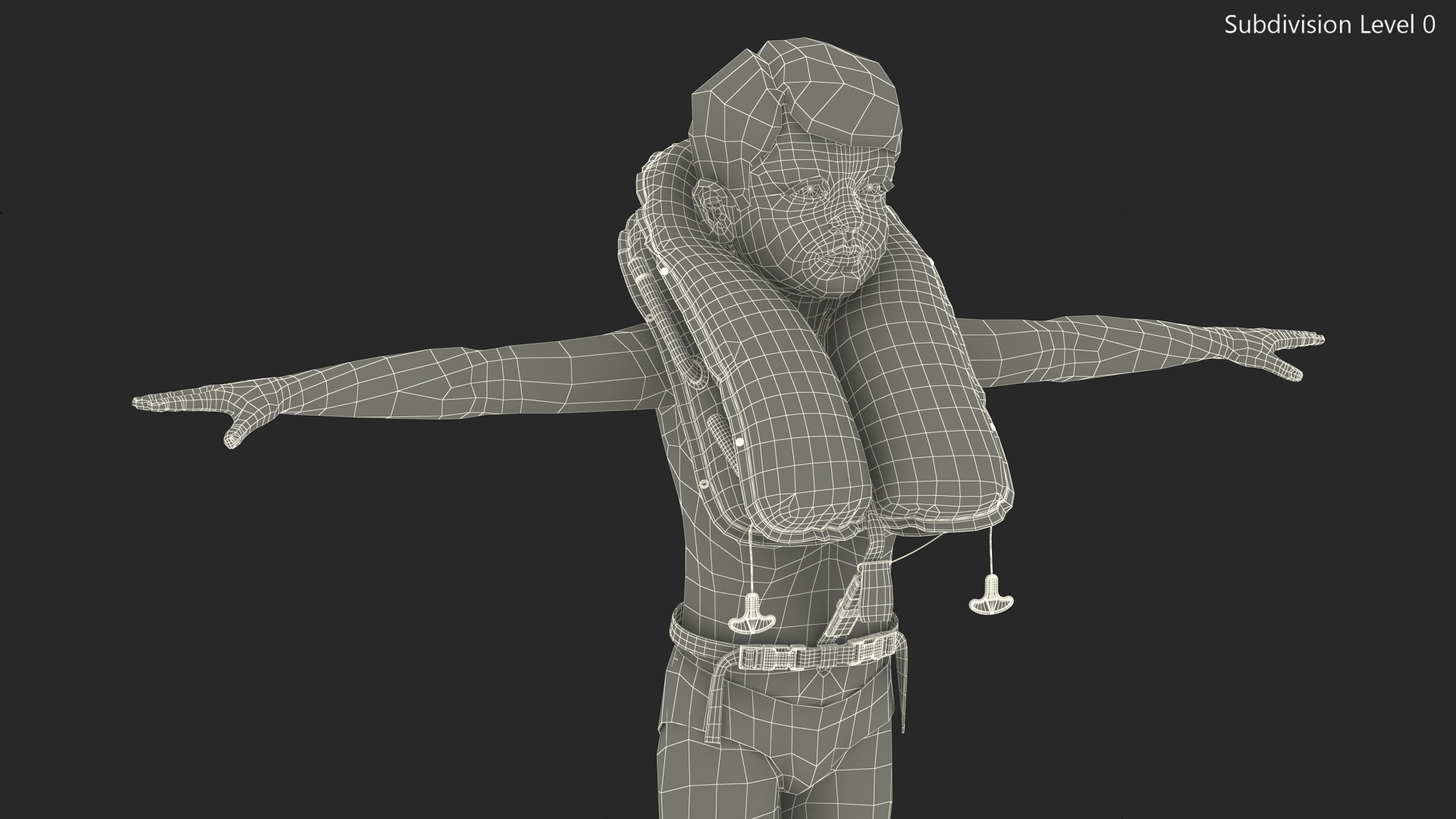 Child Character with Life Vest T-Pose 3D