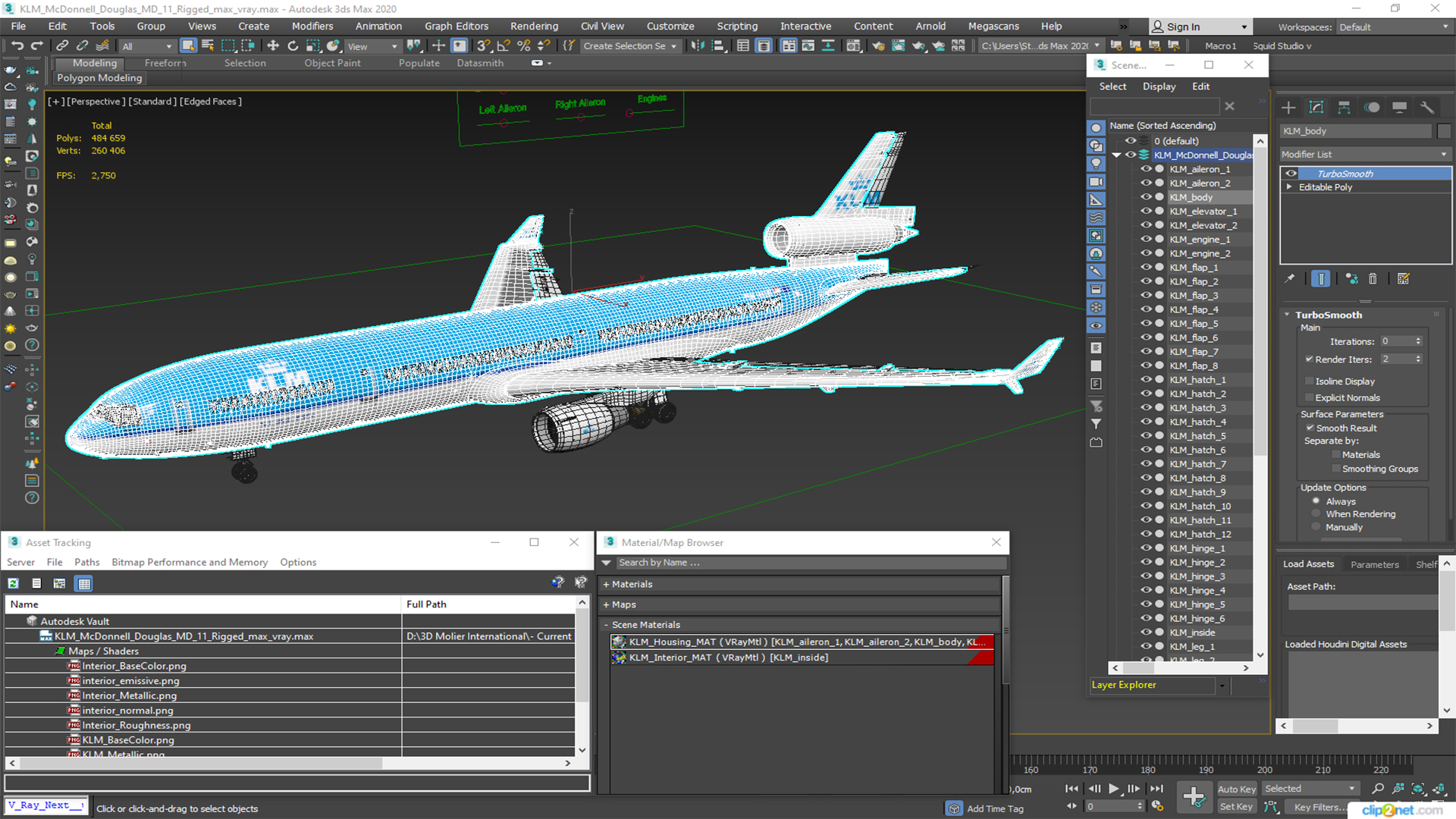 KLM McDonnell Douglas MD-11 Rigged 3D model