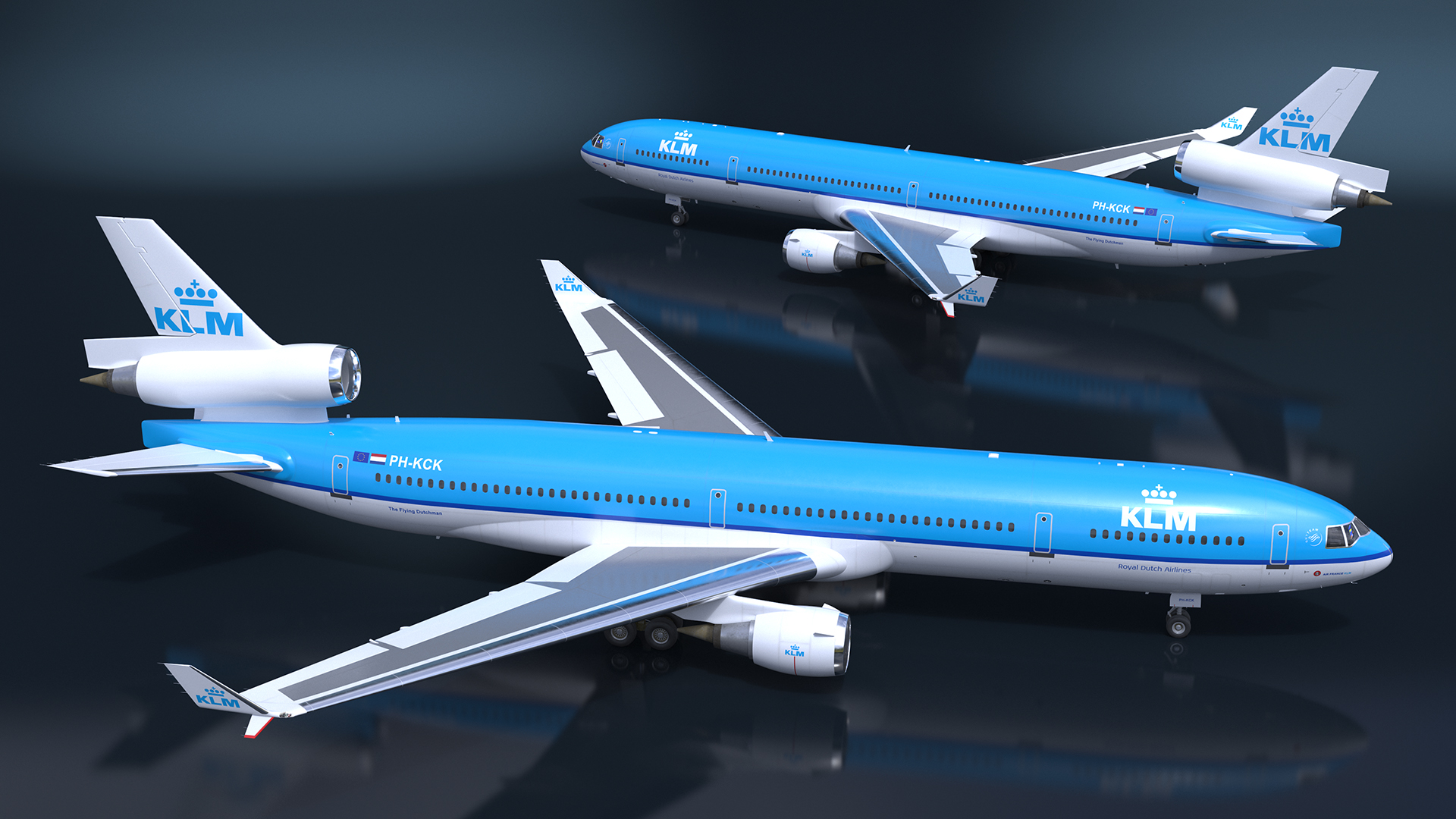 KLM McDonnell Douglas MD-11 Rigged 3D model