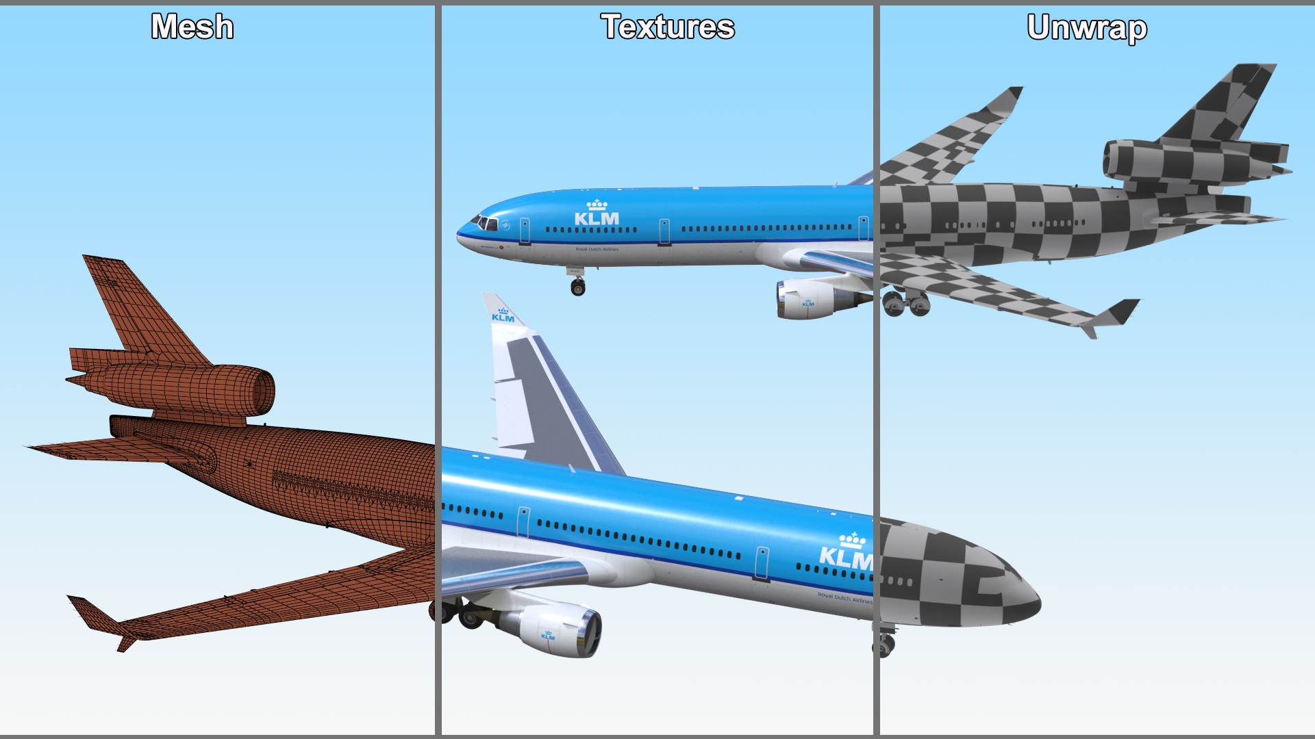 KLM McDonnell Douglas MD-11 Rigged 3D model