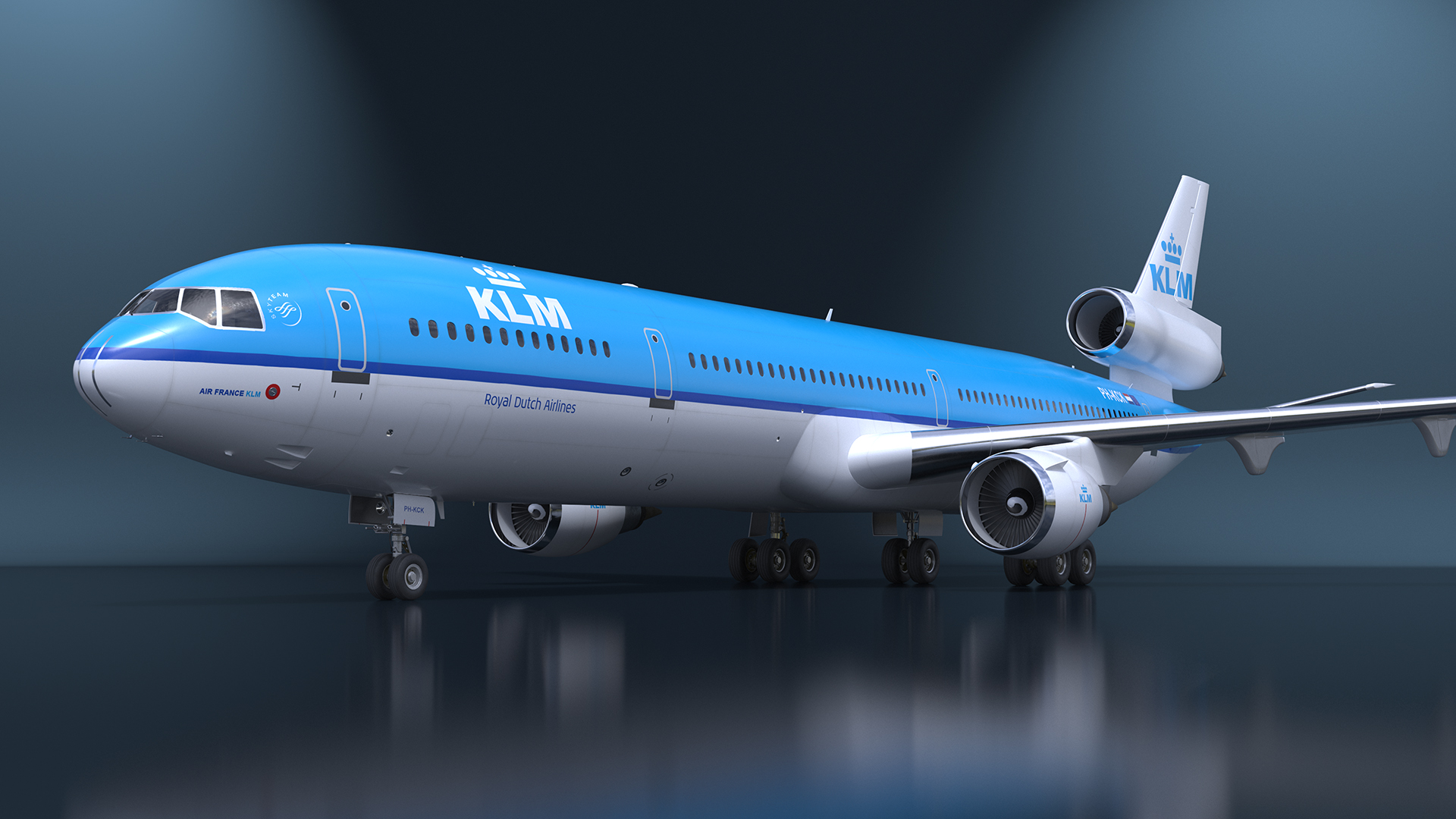 KLM McDonnell Douglas MD-11 Rigged 3D model