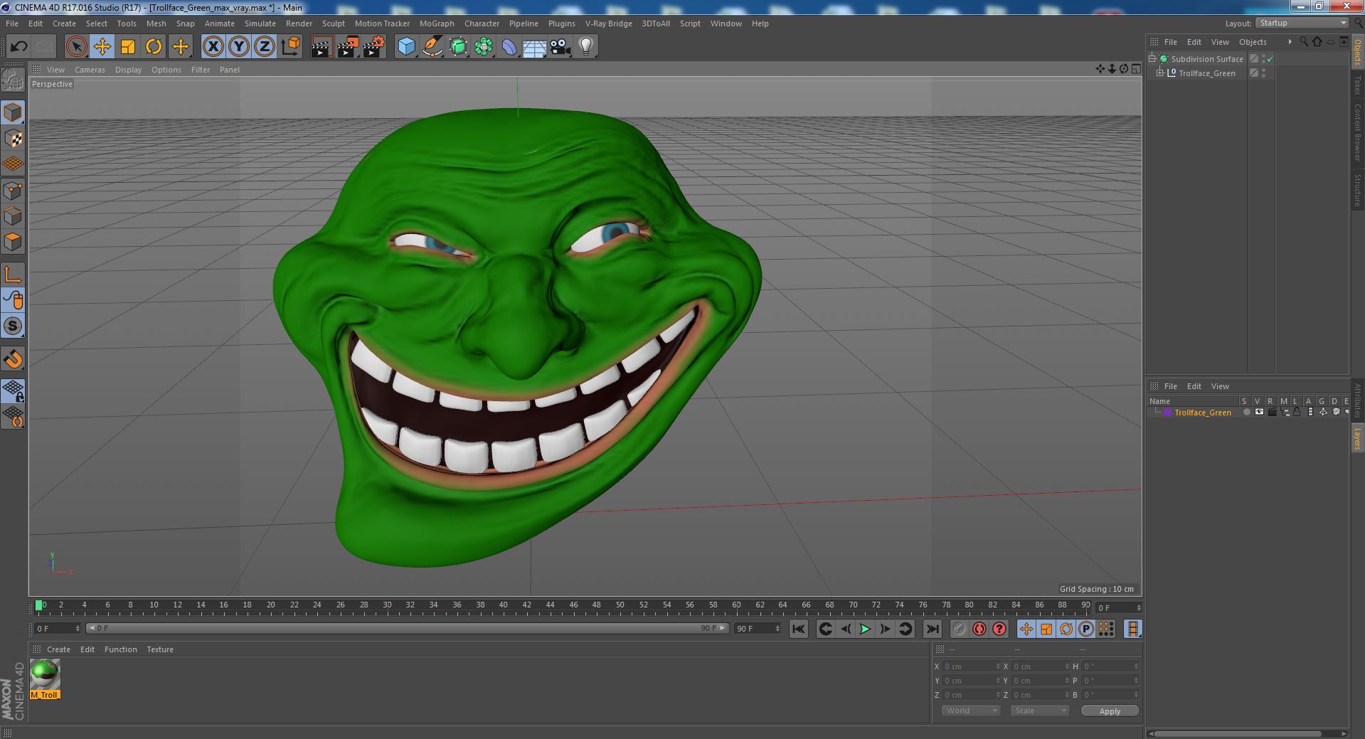 3D model Trollface Green