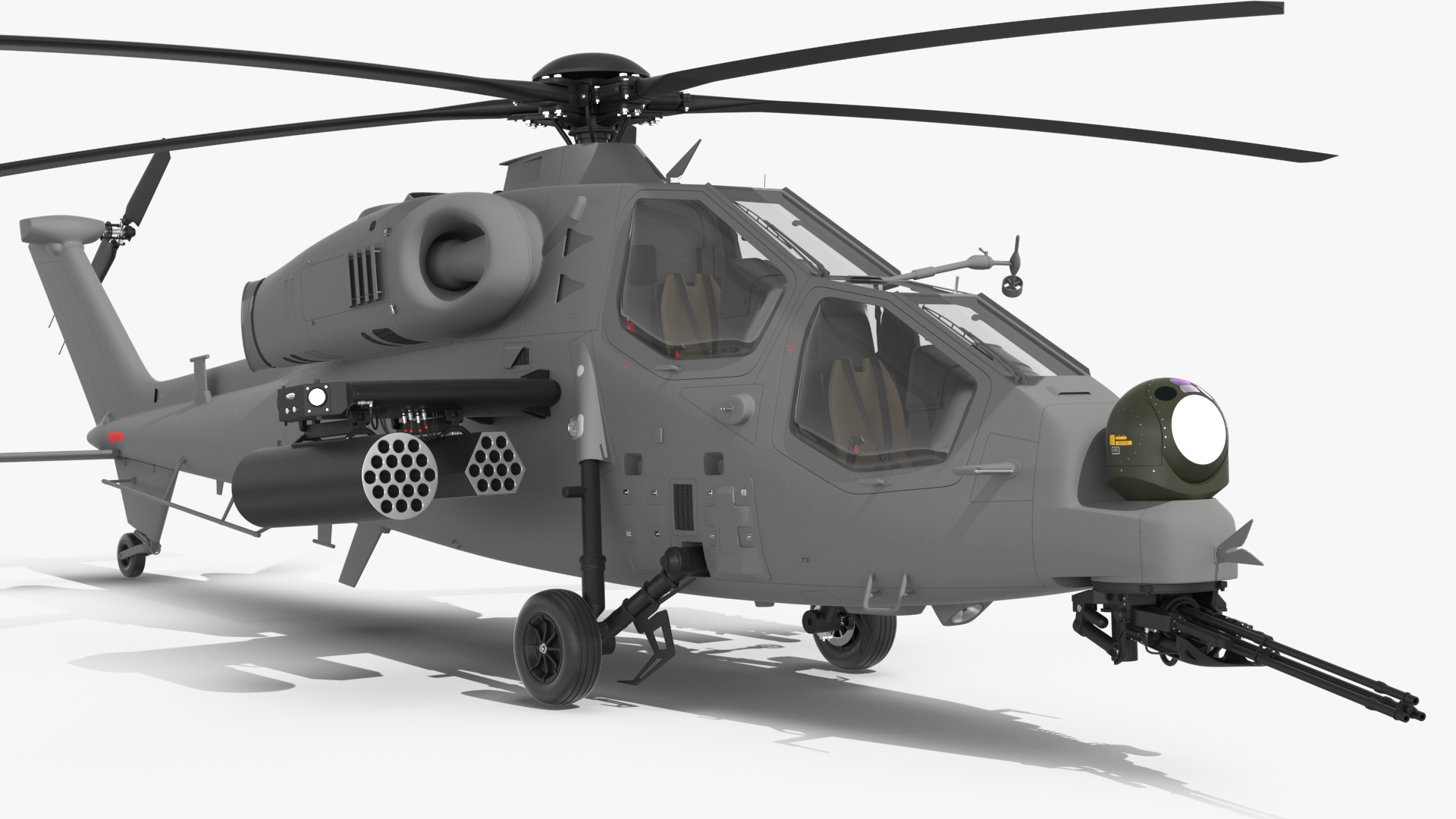 3D Combat Gray Helicopter Rigged for Cinema 4D model