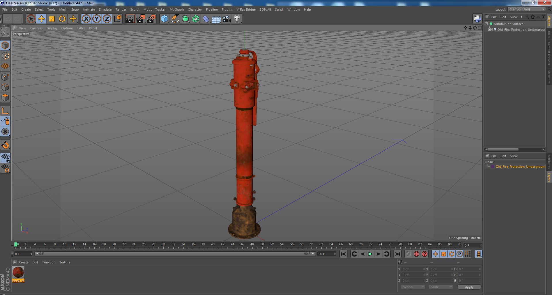 3D Old Fire Protection Underground Indicator Post