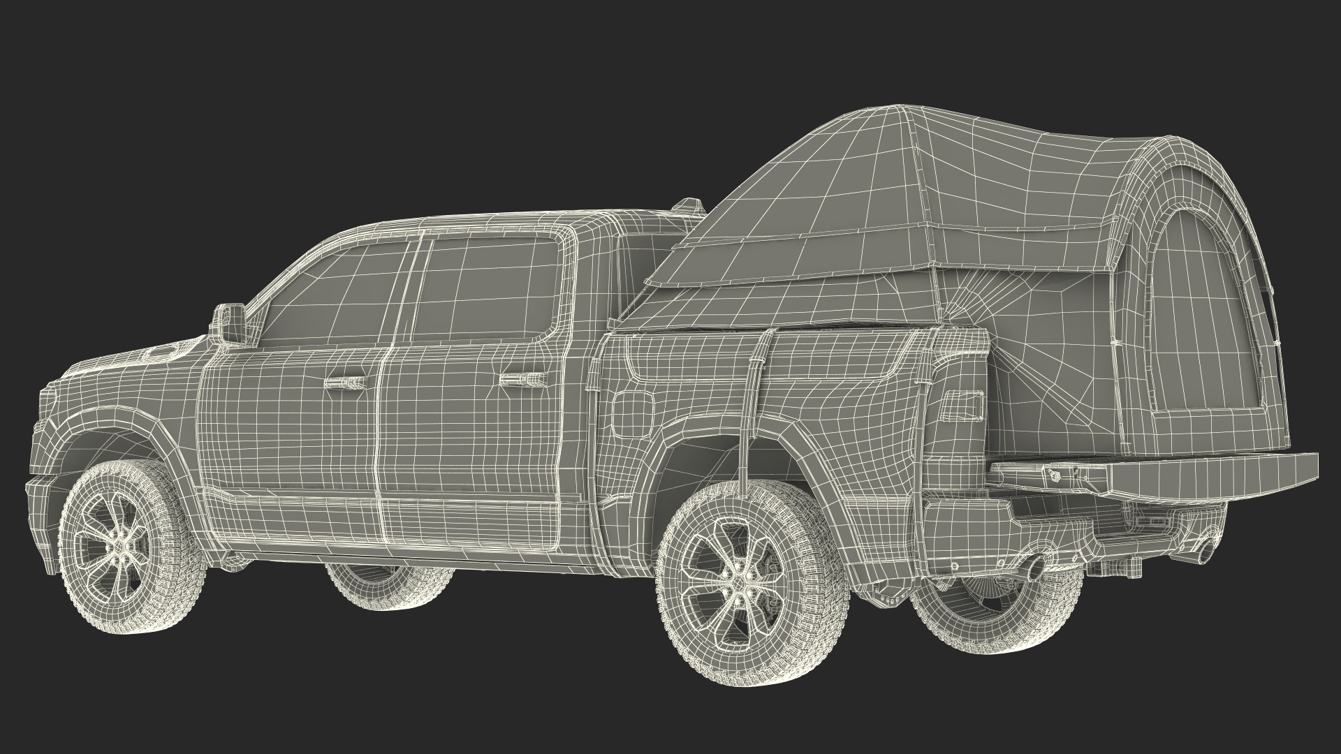 Pickup Truck Tent Grey on Pickup 3D