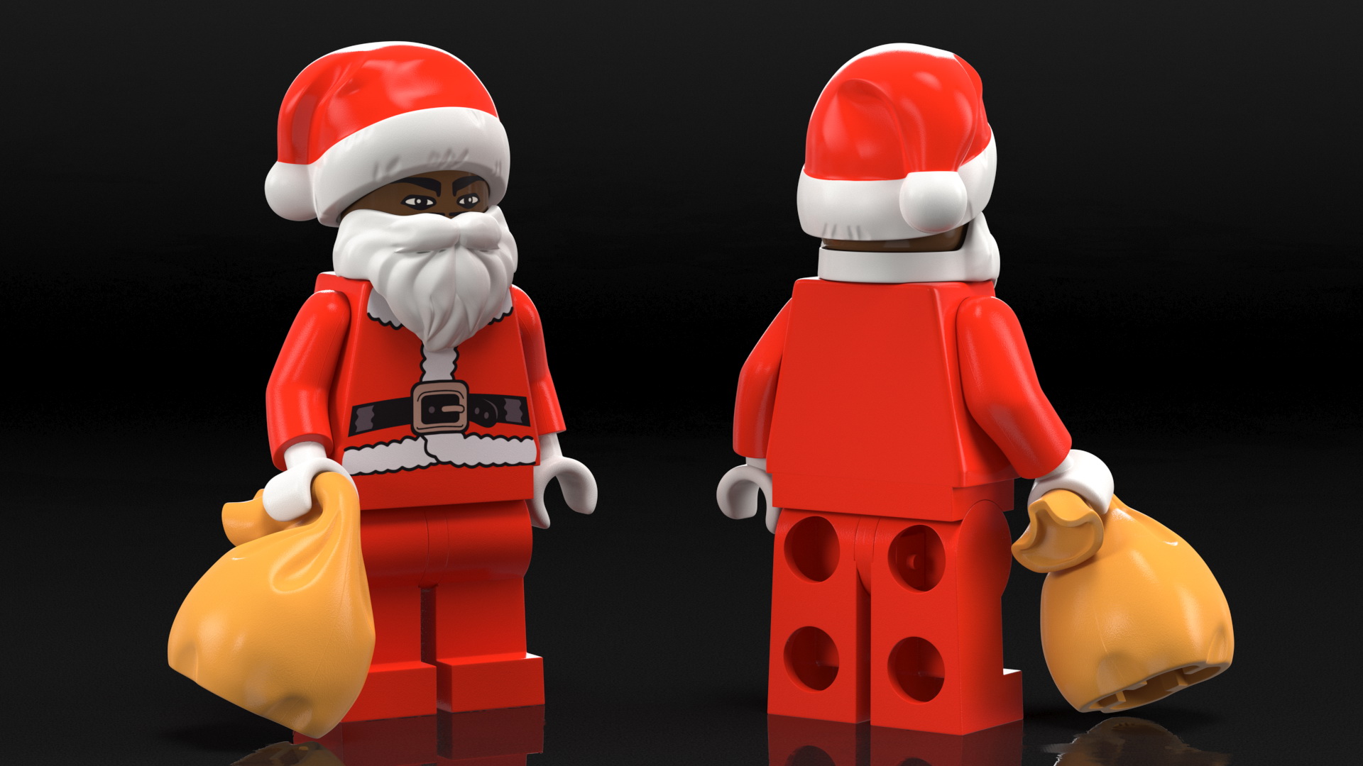 3D model LEGO Santa with Toy Sack Minifigure