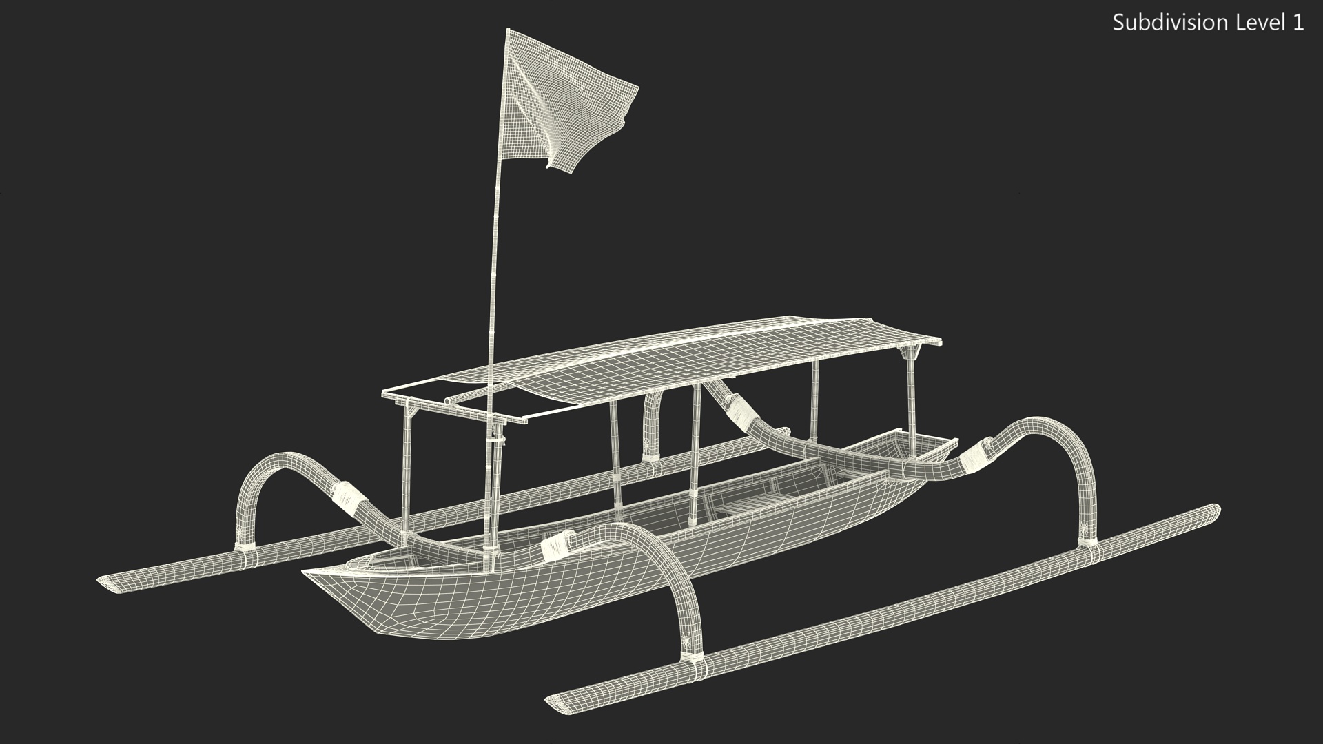 Bali Traditional Boat Jukung White 3D model