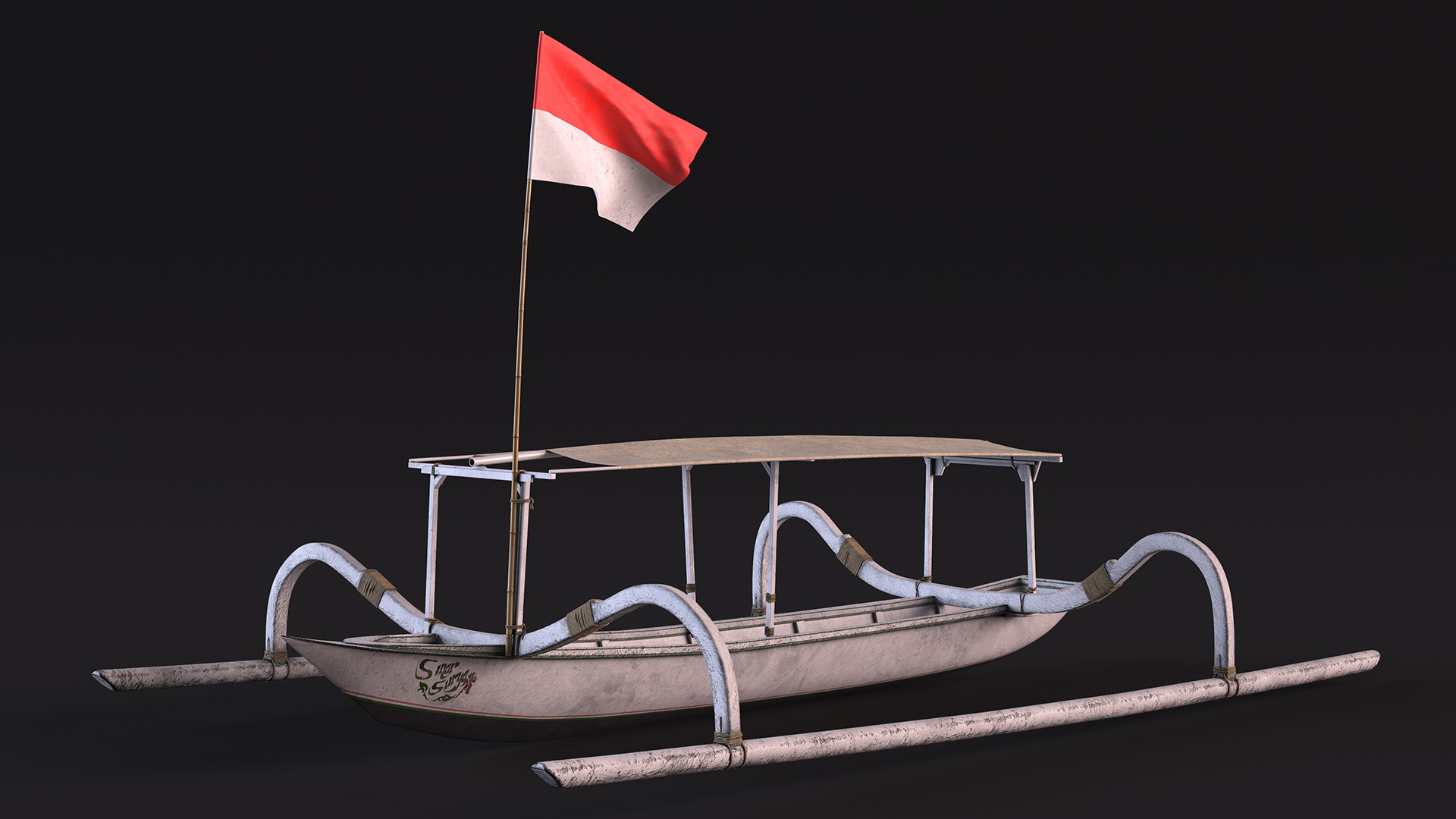 Bali Traditional Boat Jukung White 3D model