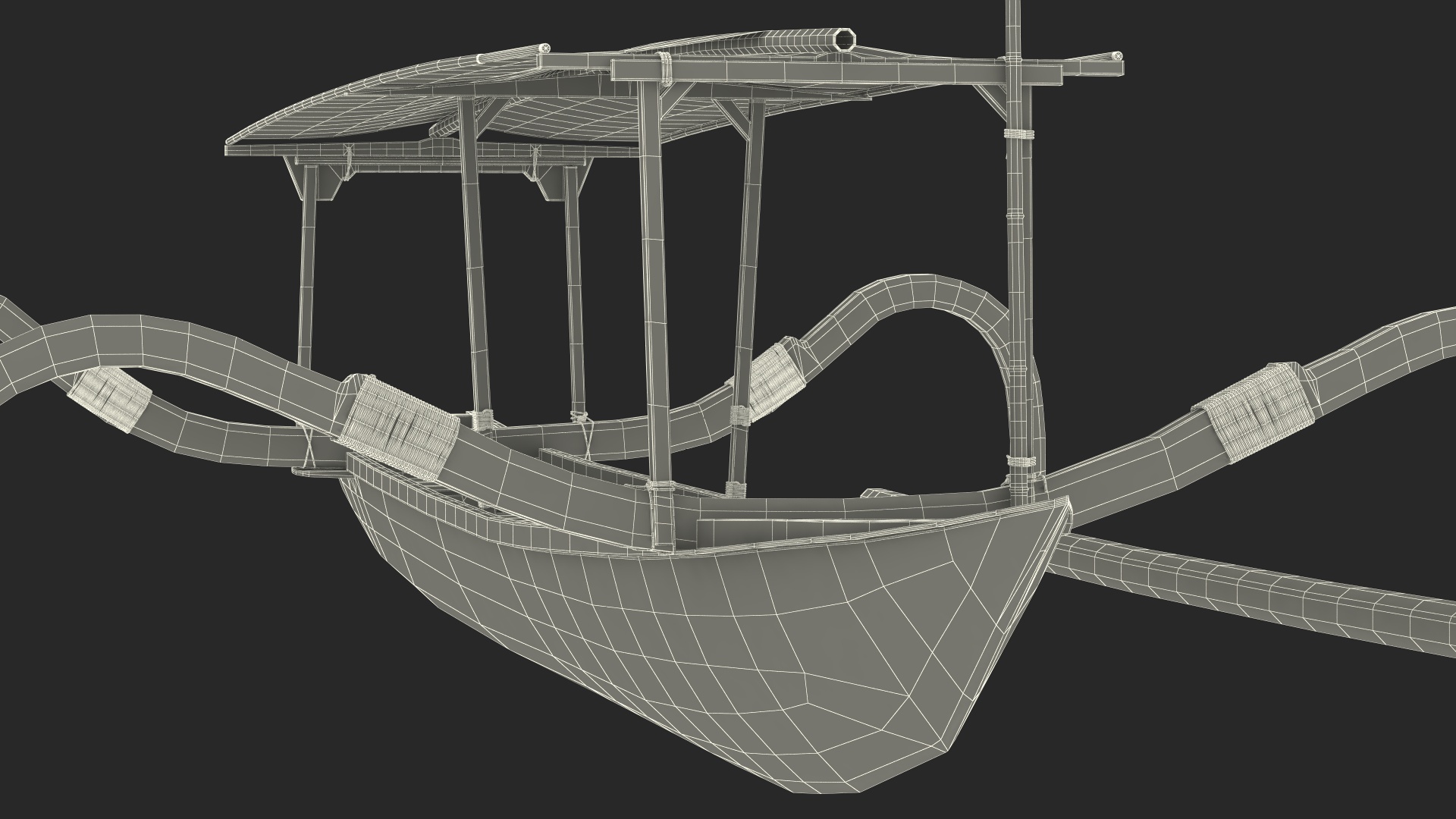 Bali Traditional Boat Jukung White 3D model