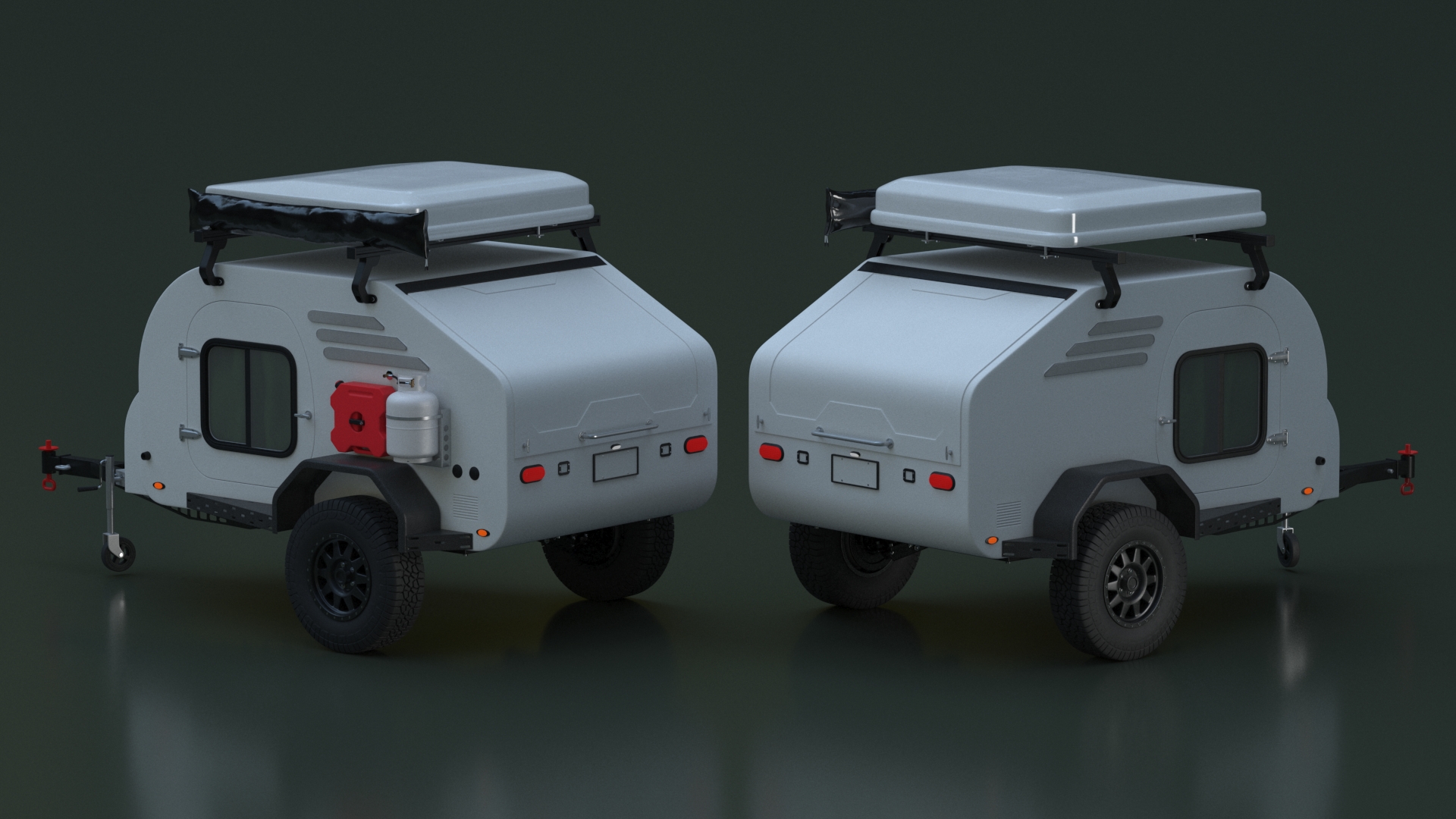 3D Camping White Trailer Lights On