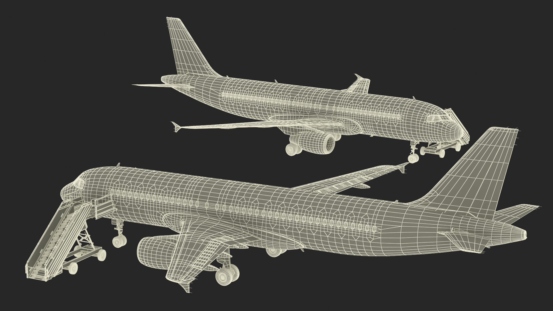 3D Airbus Plane with Passenger Steps model