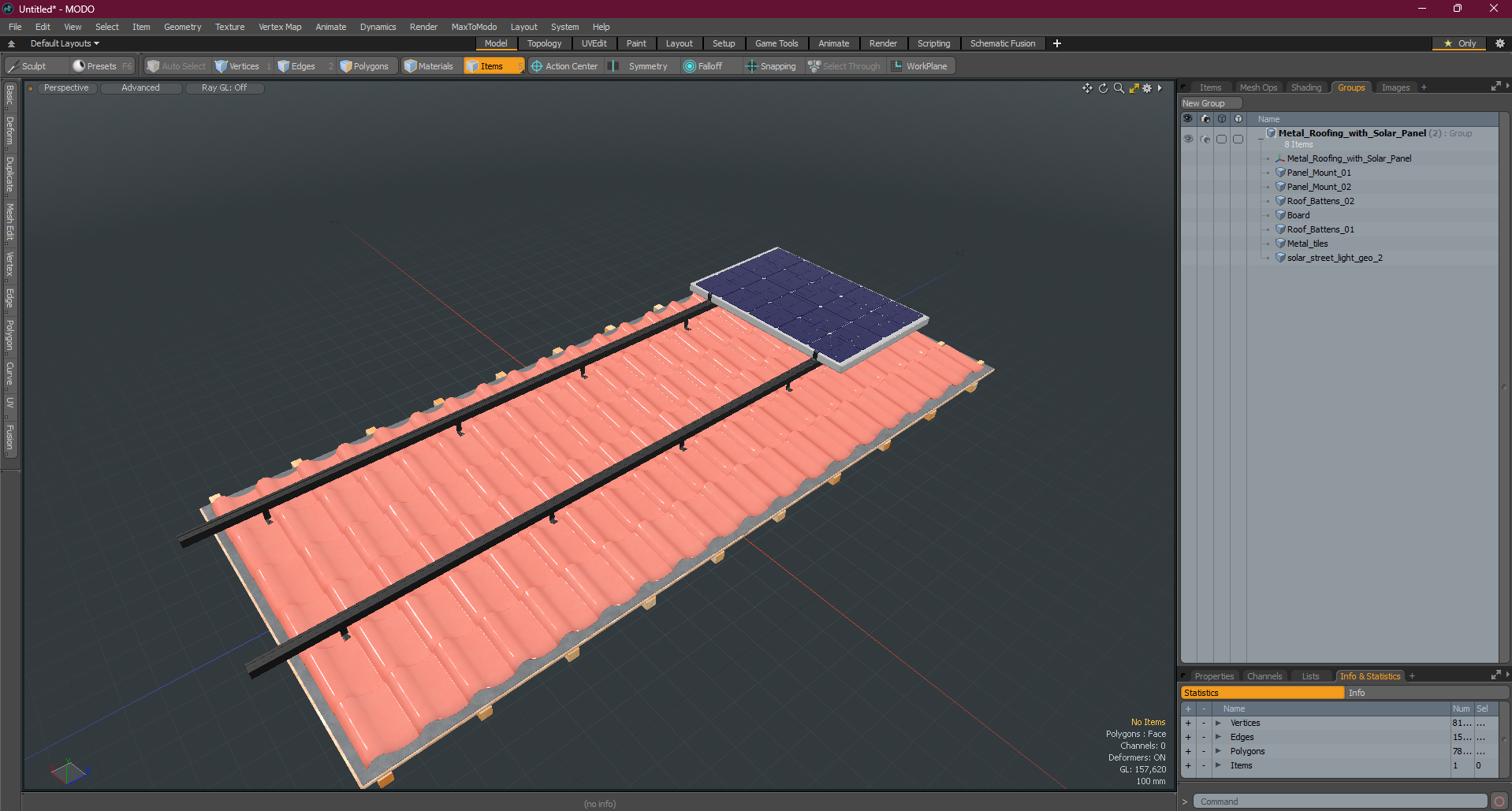 3D model Metal Roofing with Solar Panel