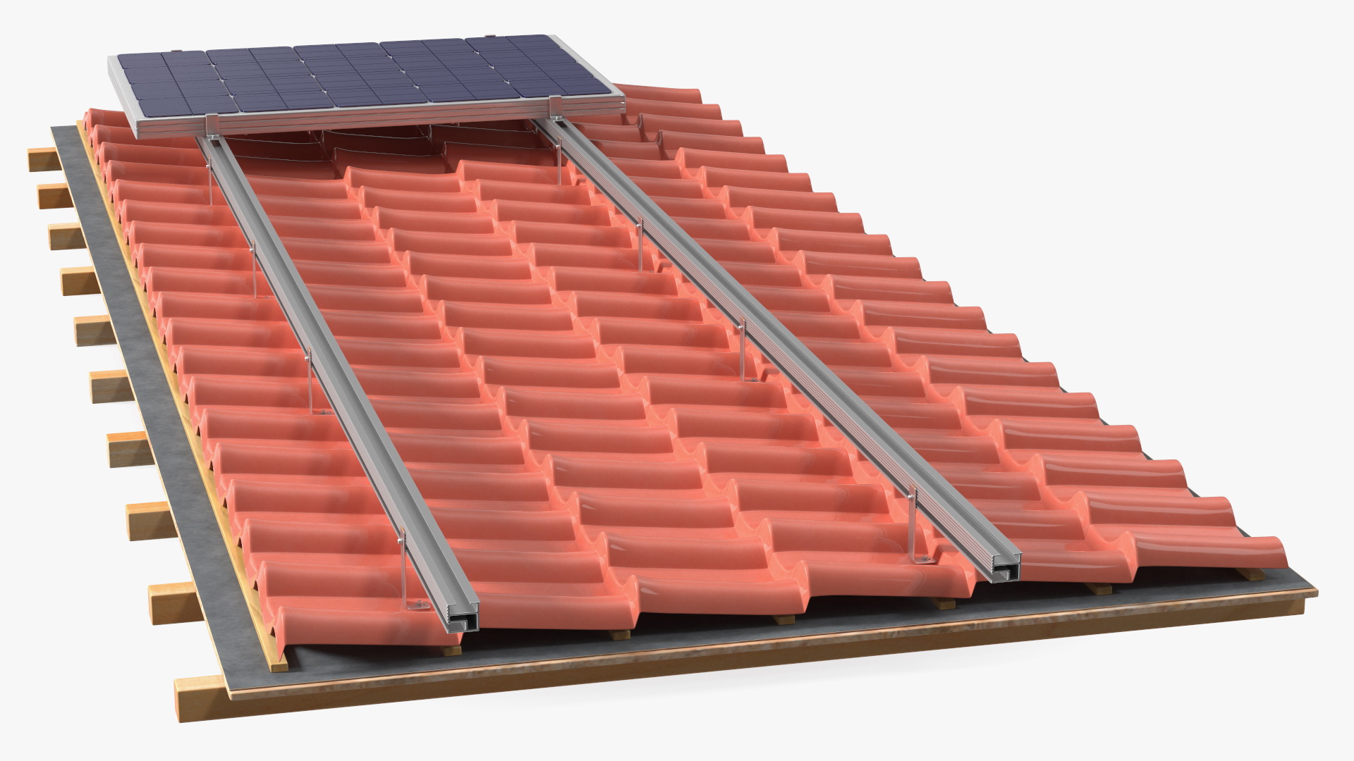 3D model Metal Roofing with Solar Panel