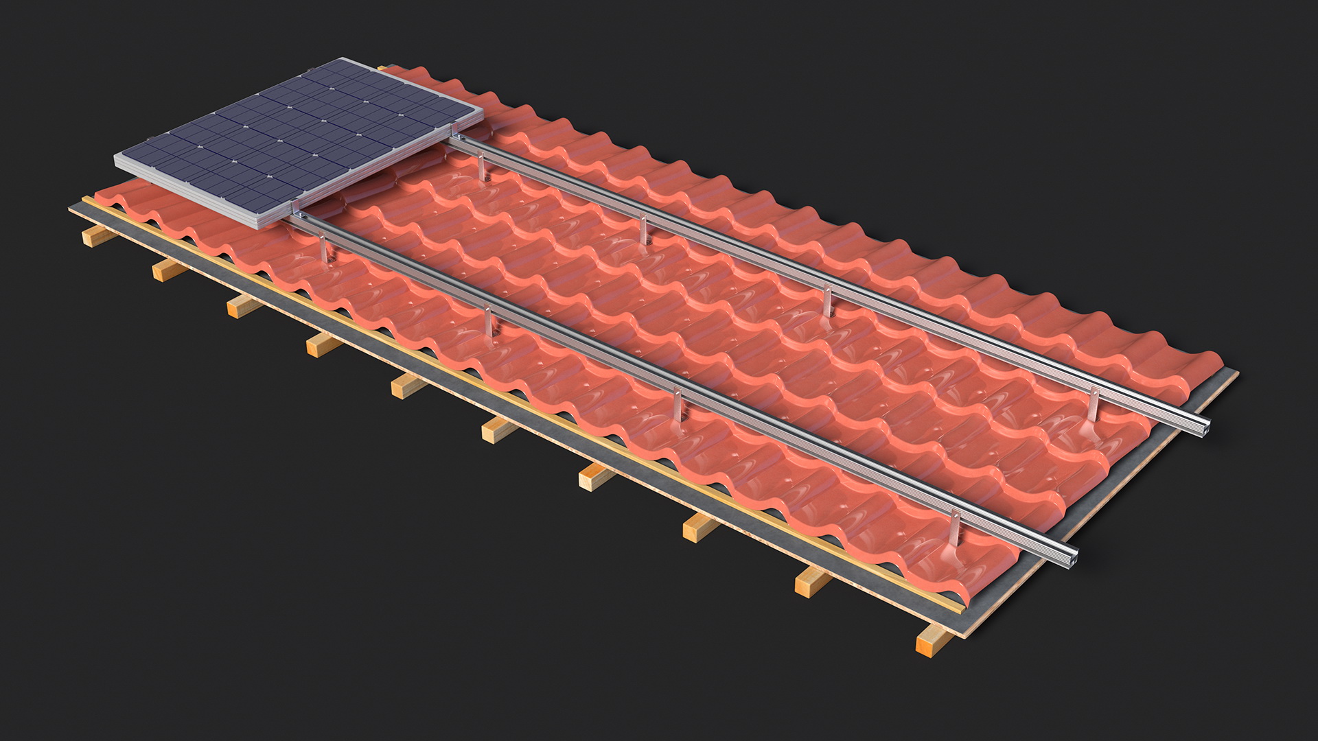 3D model Metal Roofing with Solar Panel