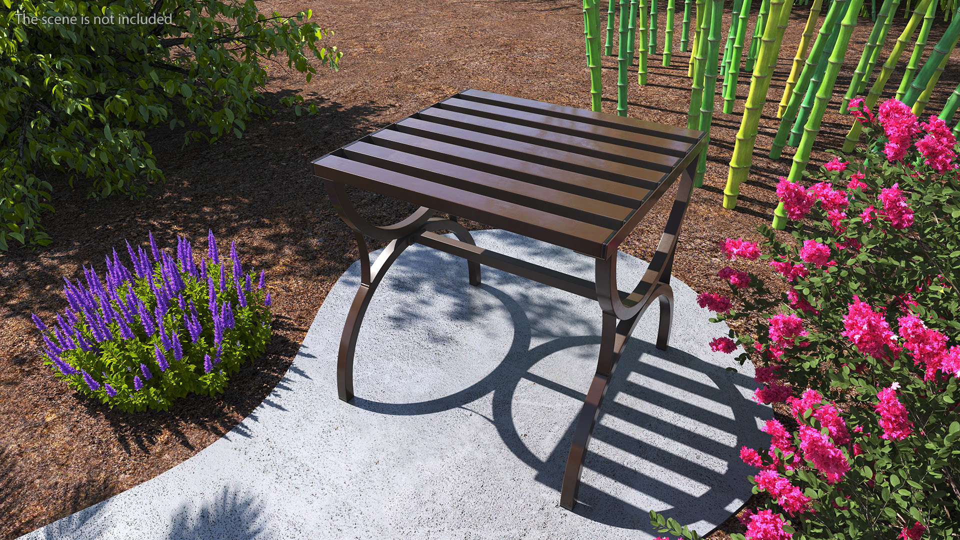 Garden Metal Side Table Brown 3D model