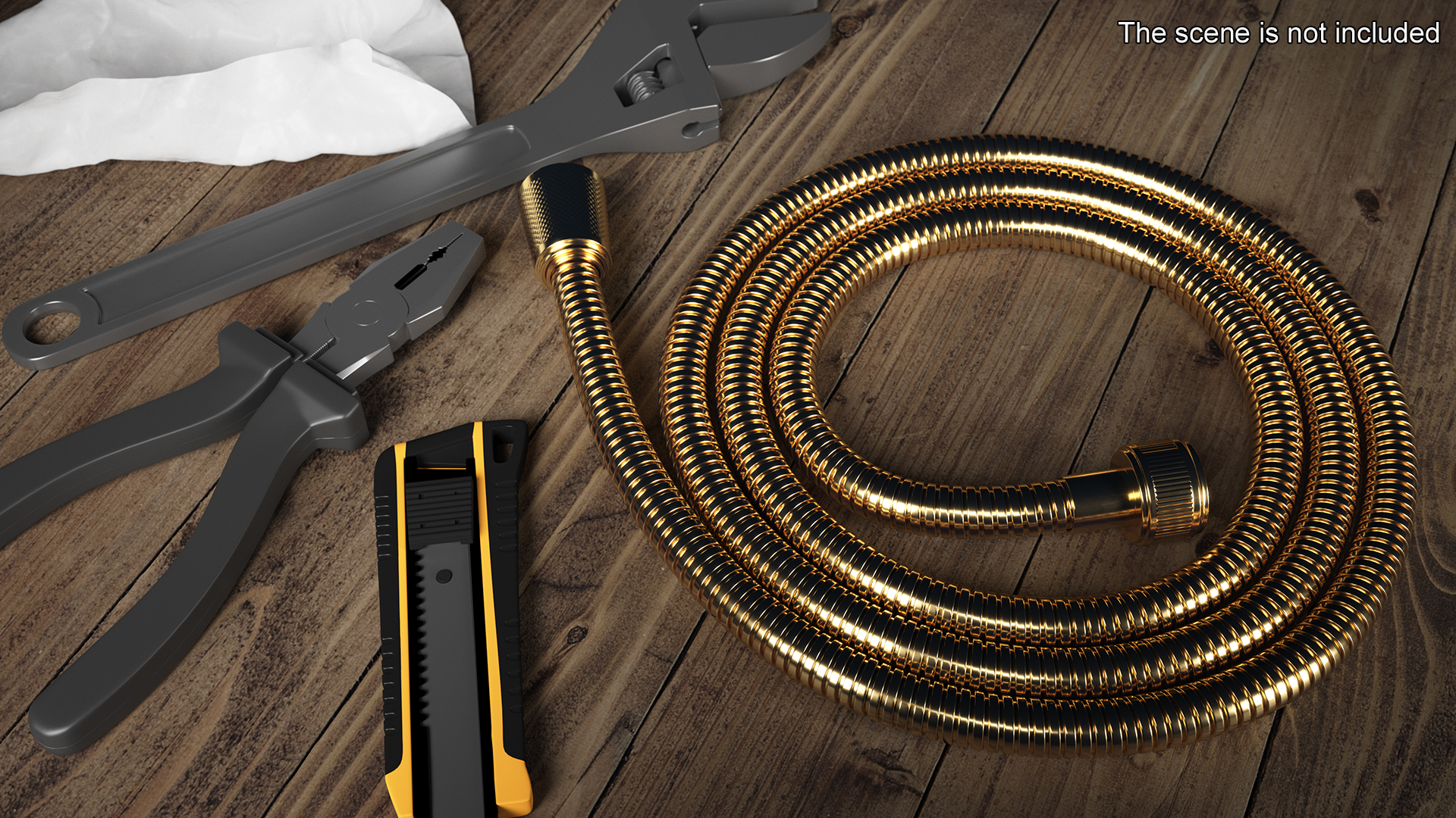 Flexible Shower Hose Golden 3D