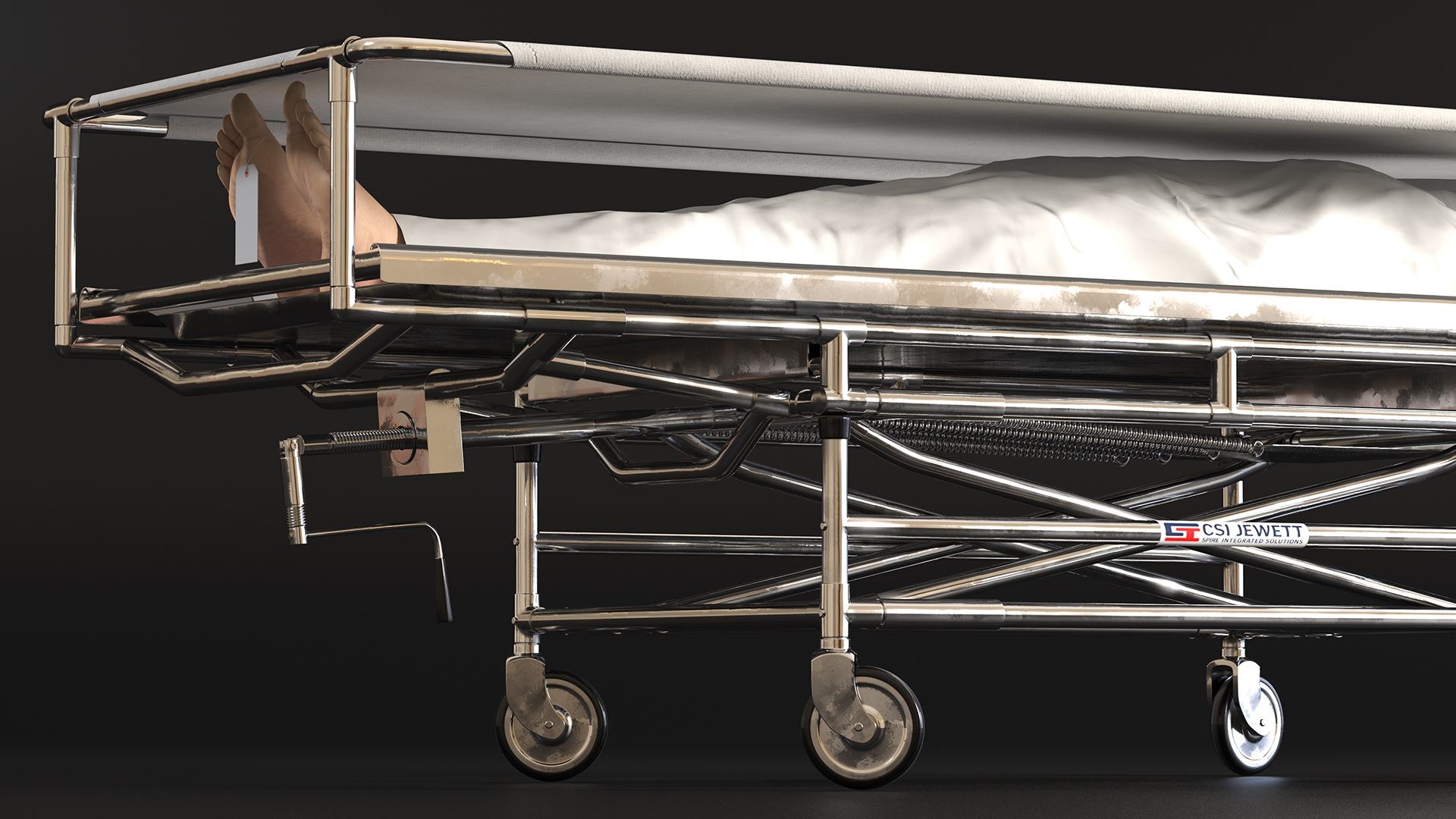 Covered Gurney CSI Jevett with Male Corpse 3D