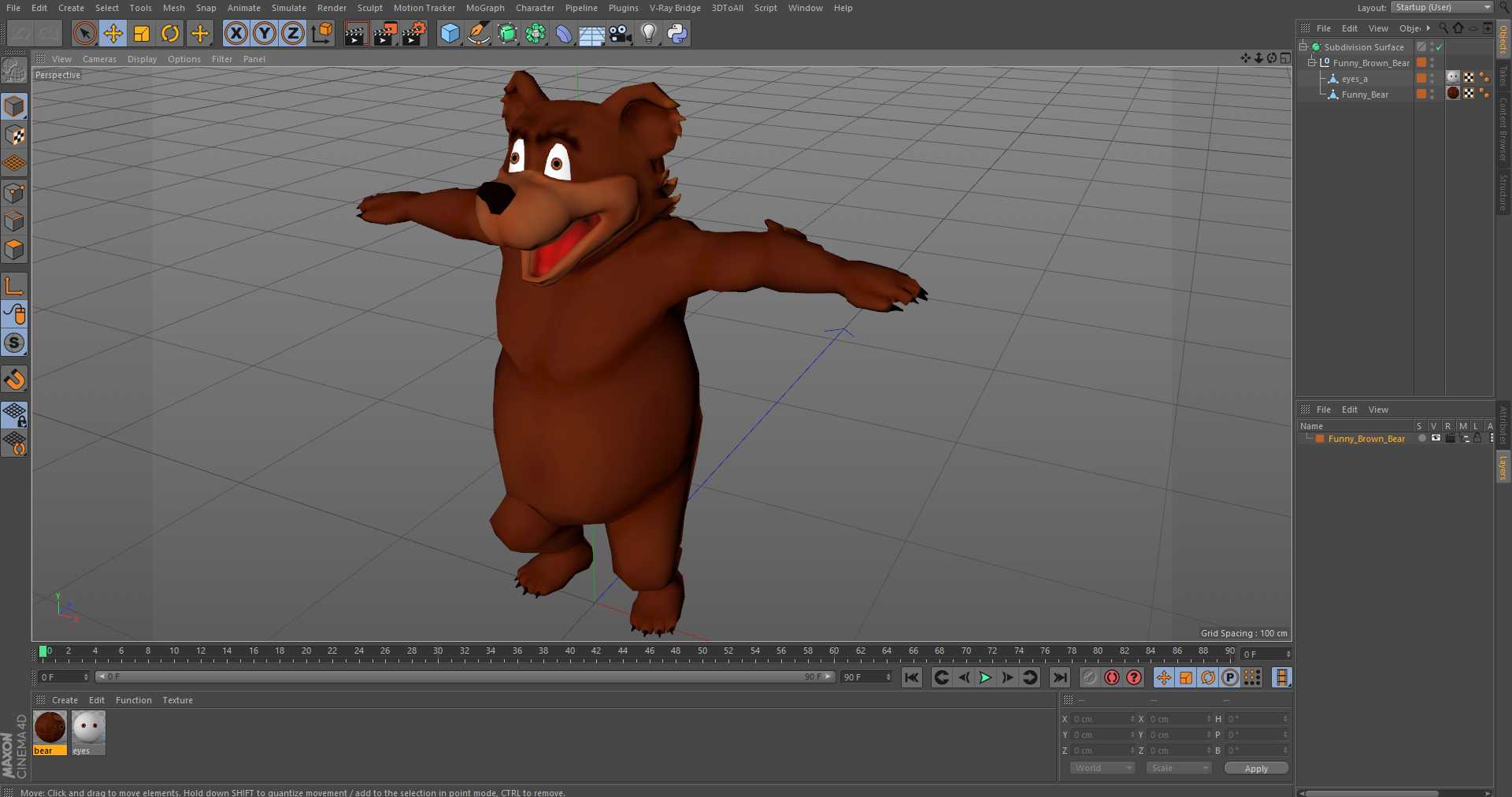 3D Funny Brown Bear