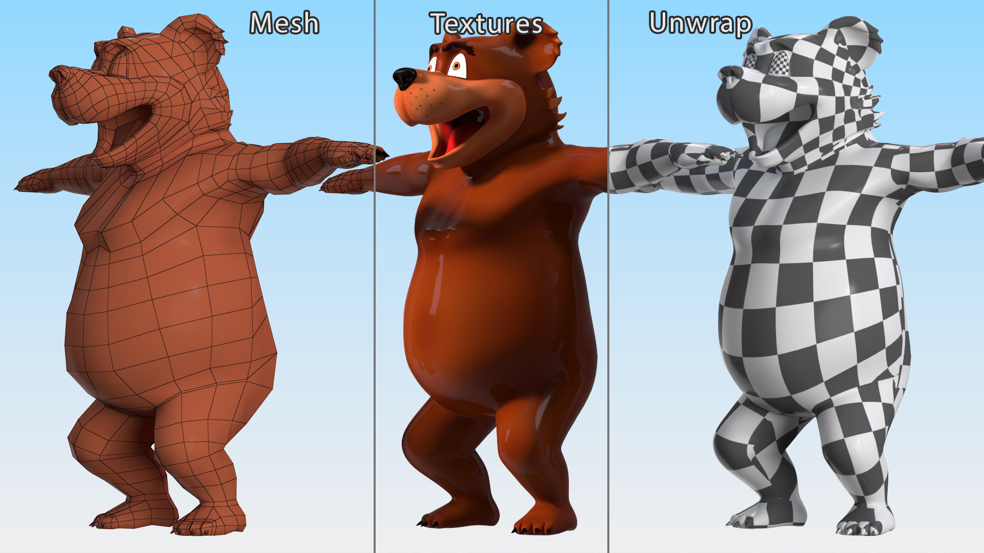 3D Funny Brown Bear