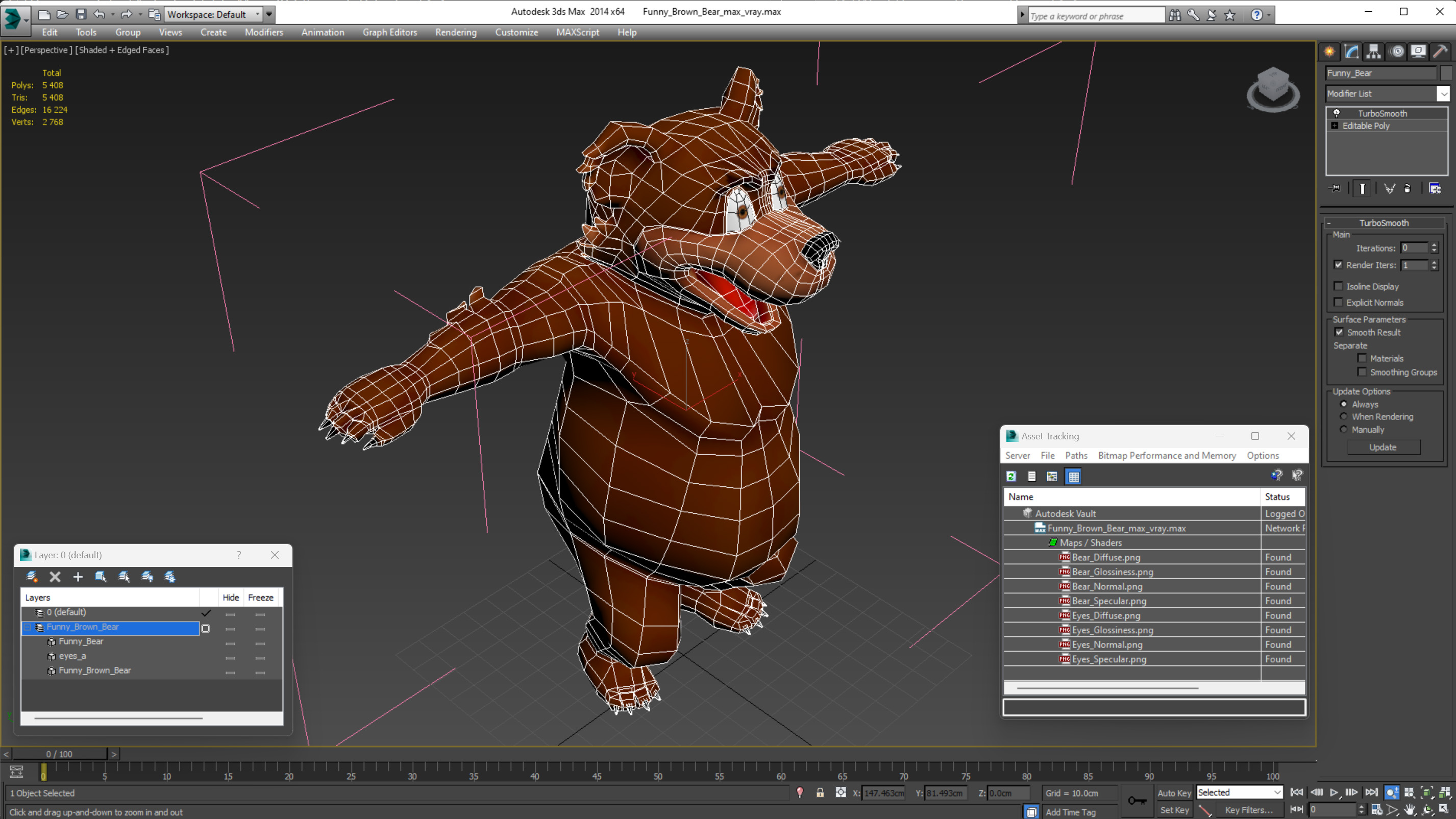 3D Funny Brown Bear