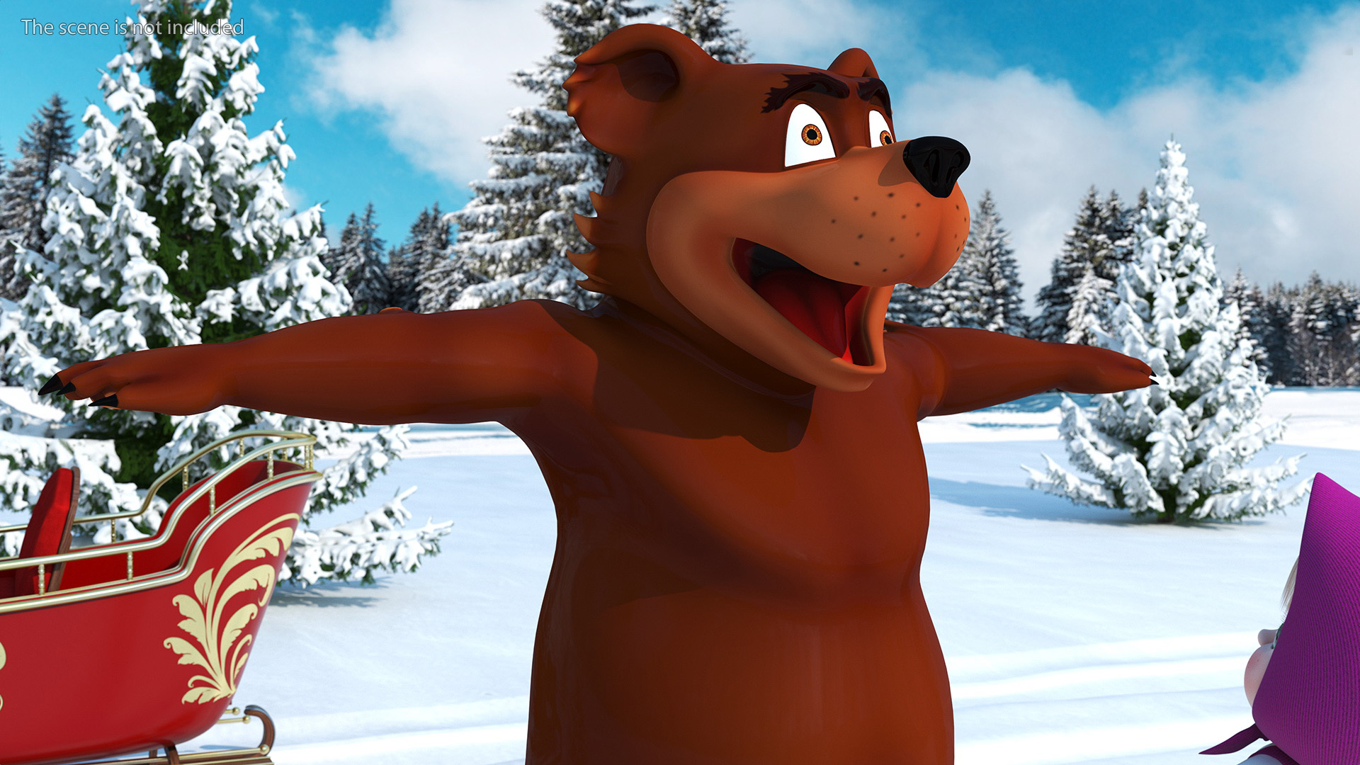 3D Funny Brown Bear