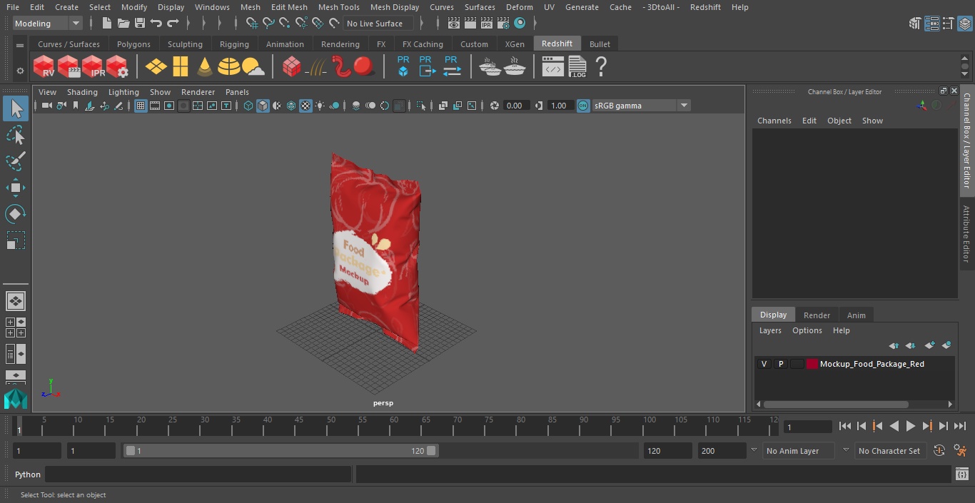 3D Mockup Food Package Red model