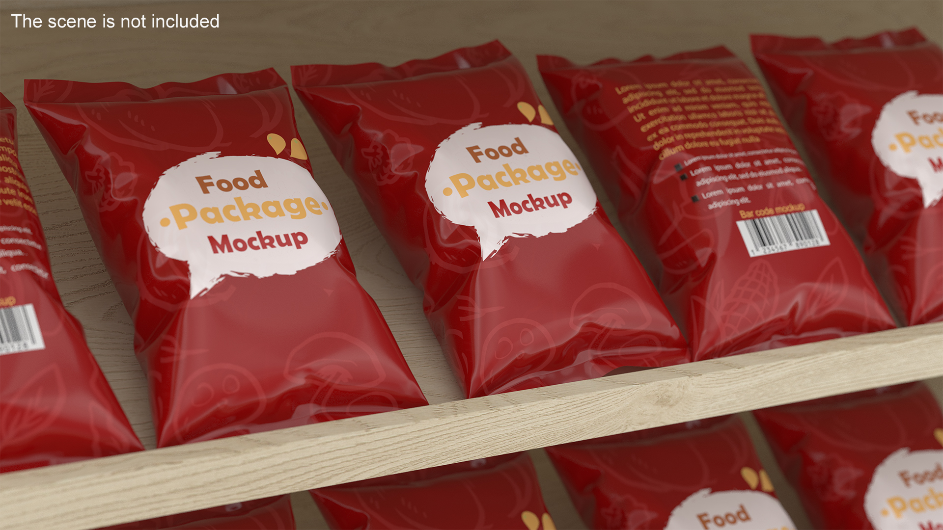 3D Mockup Food Package Red model