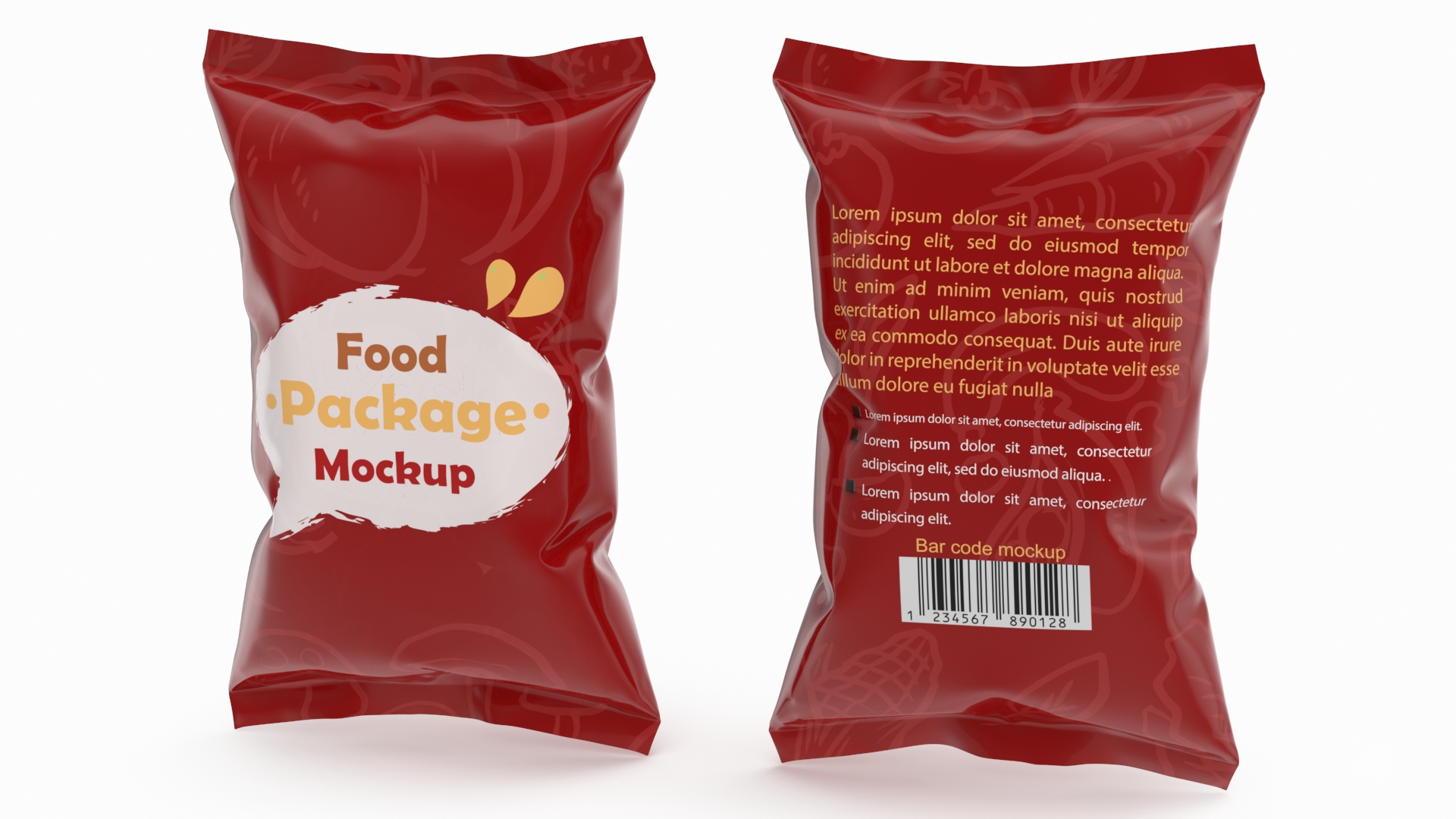 3D Mockup Food Package Red model