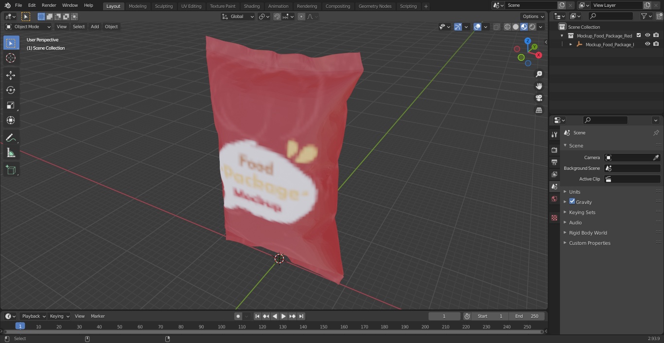 3D Mockup Food Package Red model